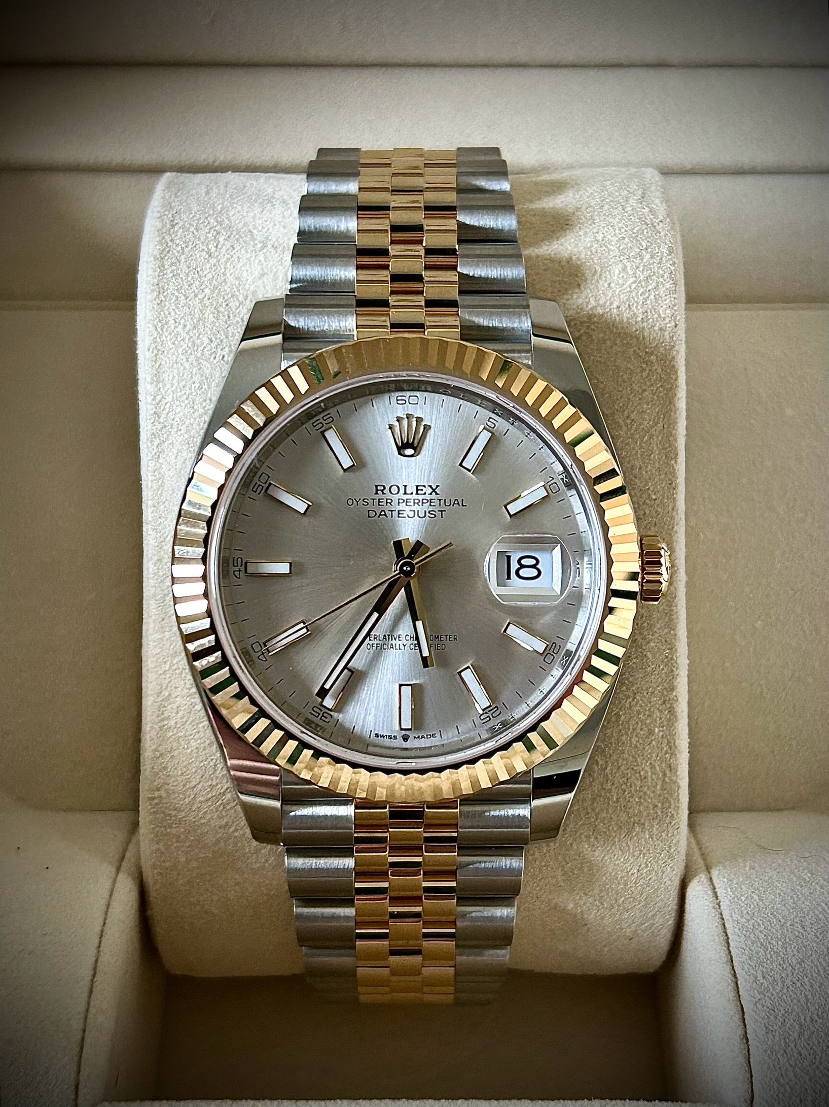 2025 ROLEX DATEJUST 41, SILVER DIAL, 126333, FULL SET, INC GST