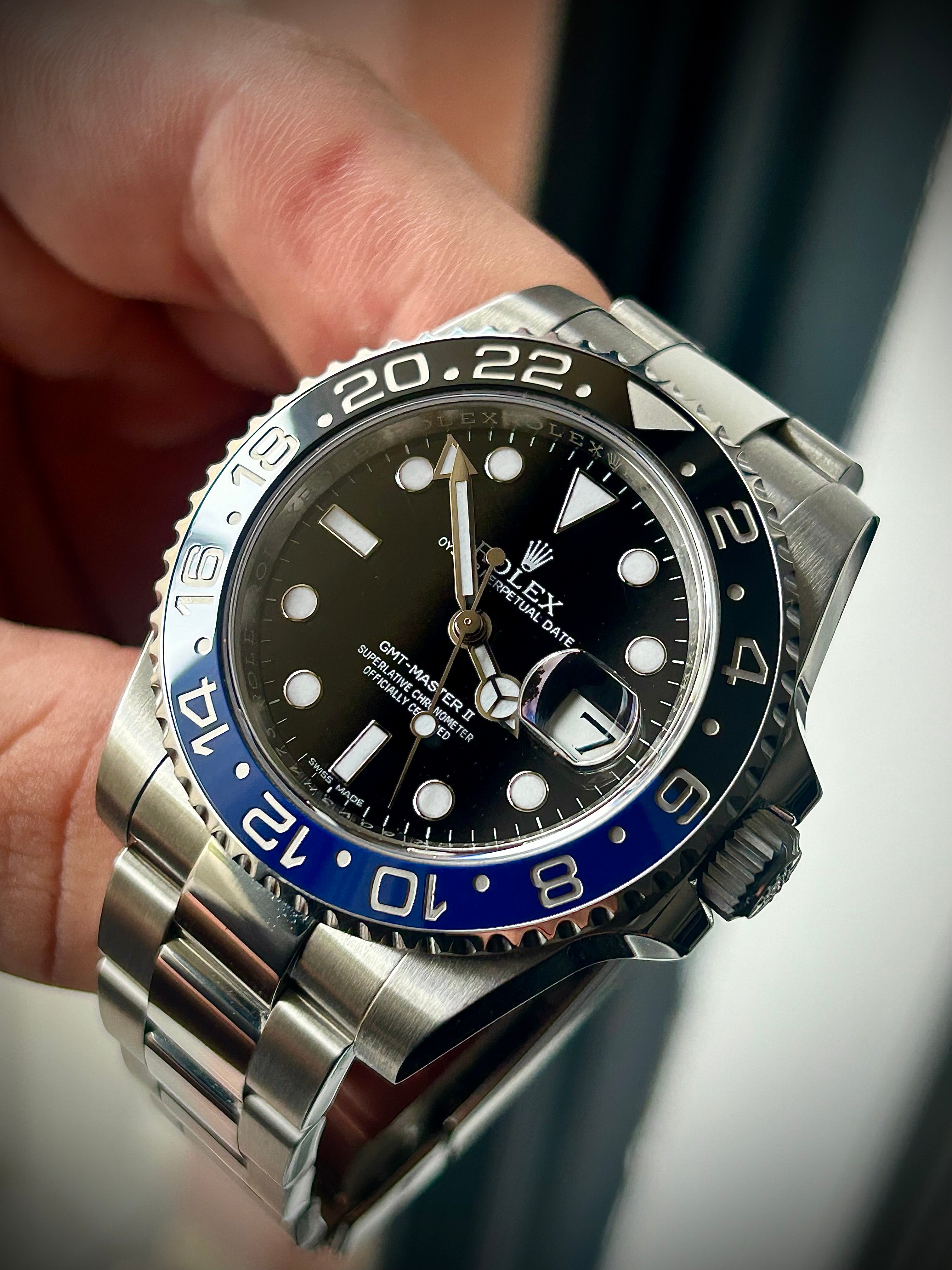 2015 ROLEX GMT MASTER II, BATMAN, 116710BLNR, FULL SET, INC GST