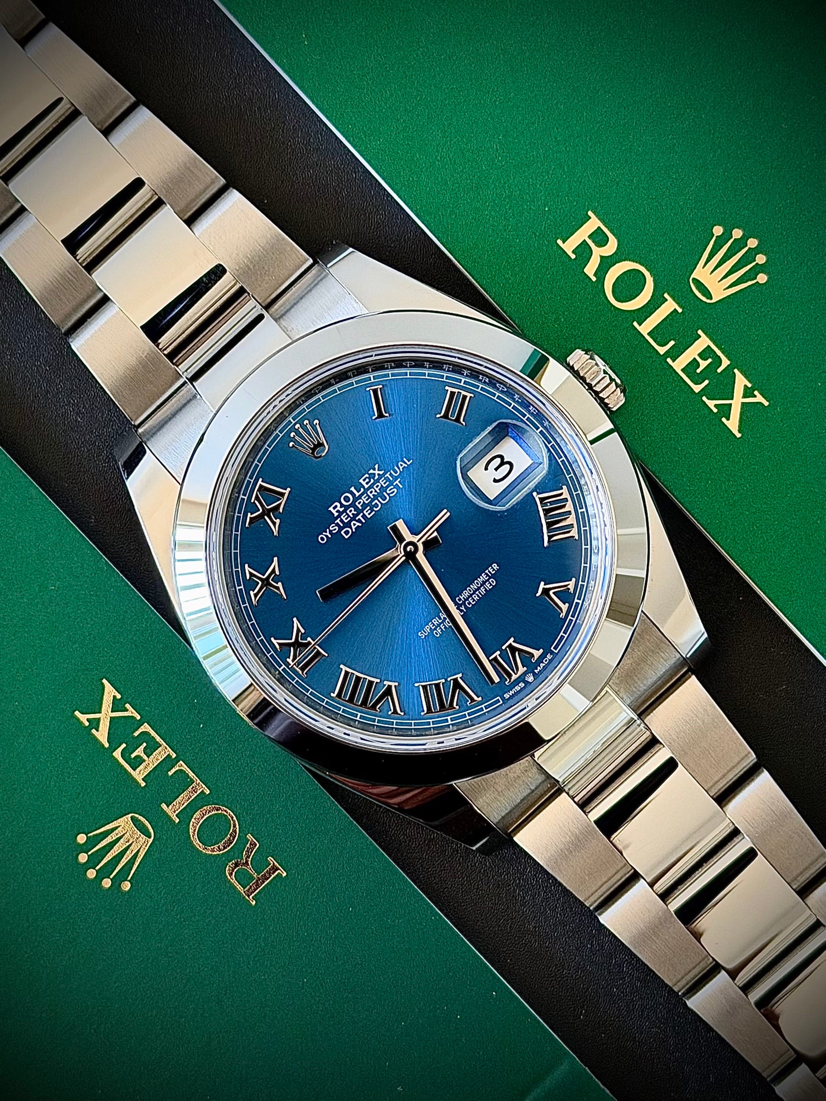 2023 ROLEX DATEJUST 41, AZZURO BLUE, 126300, AS NEW, FULL SET, INC GST