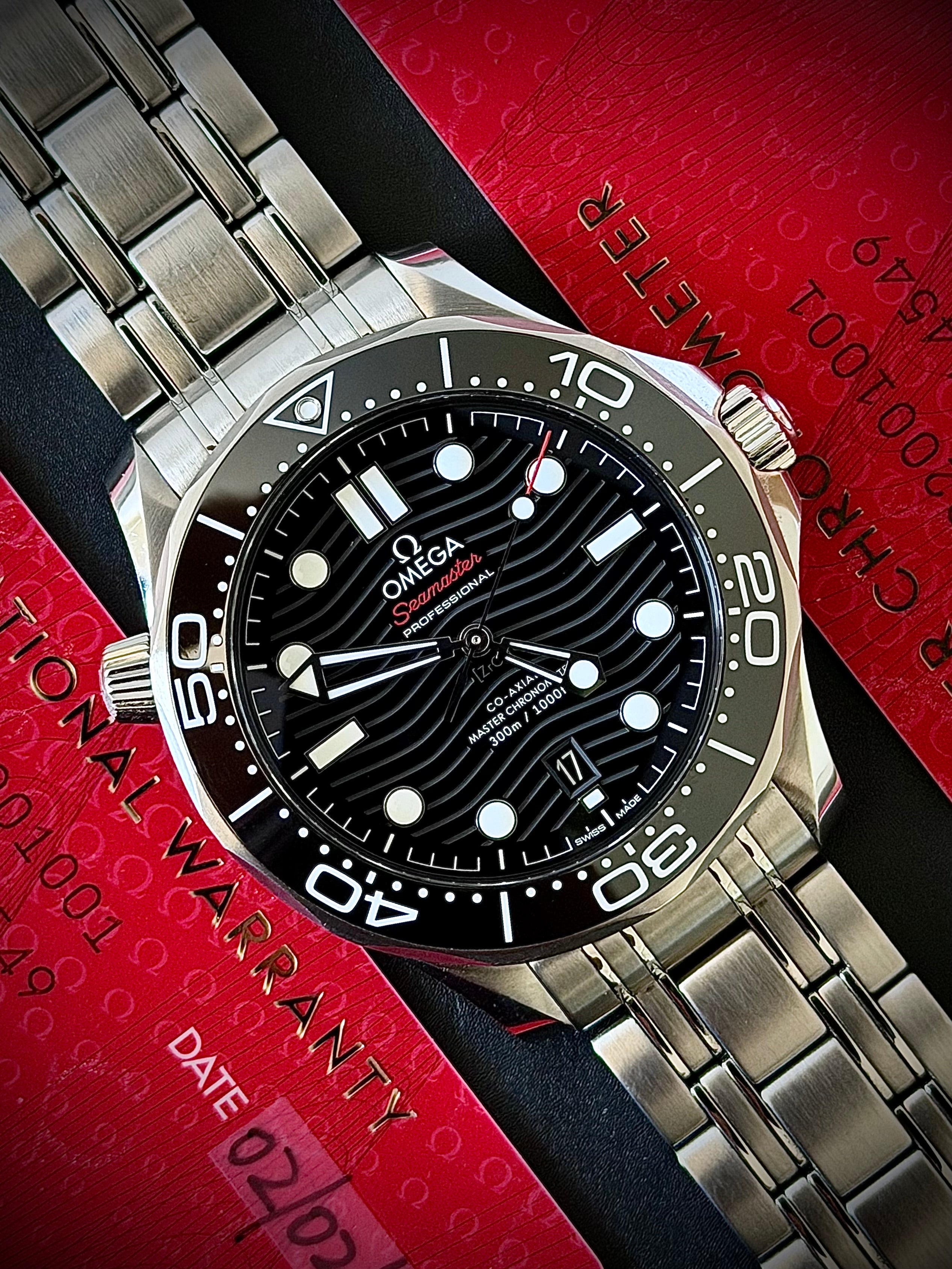 2023 OMEGA SEAMASTER 300, BLACK DIAL, FULL SET, INC GST