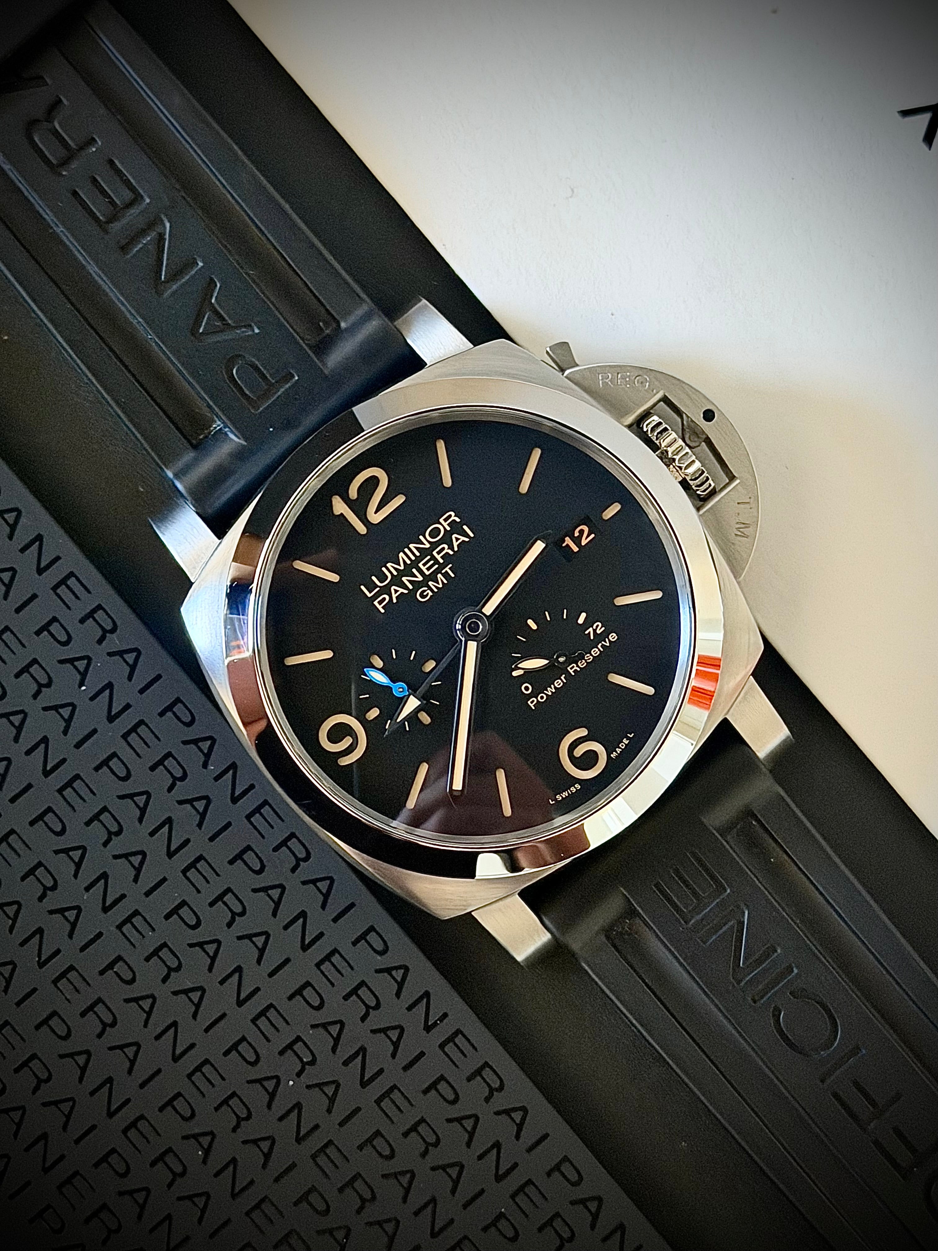 2021 PANERAI LUMINOR 1950 3 DAYS GMT POWER RESERVE, PAM01321, FULL SET, OEM BRACELET + ORIGINAL INVOICE, INC GST