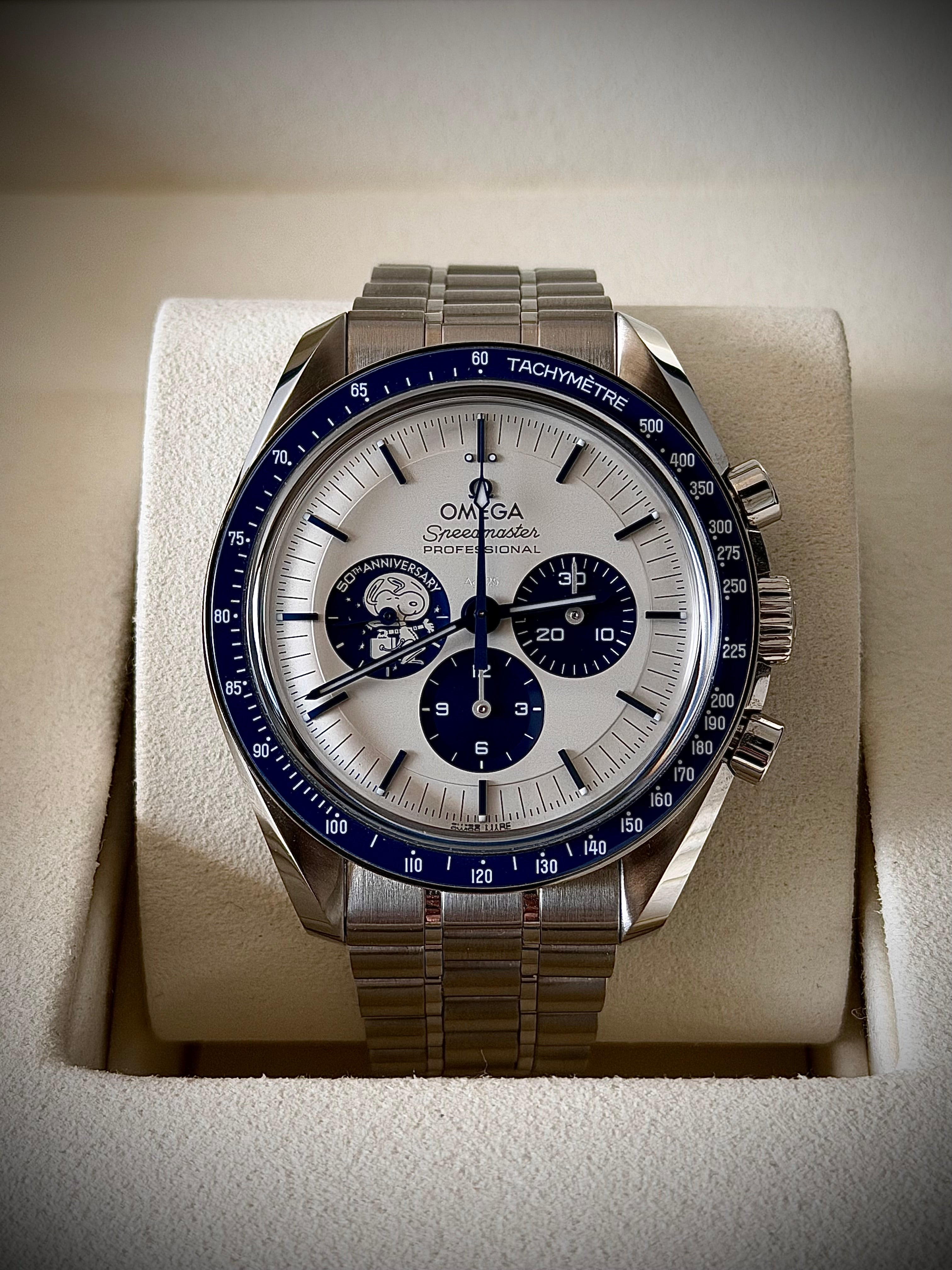 2024 OMEGA SPEEDMASTER SILVER SNOOPY ON BRACELET, FULL SET, INC GST