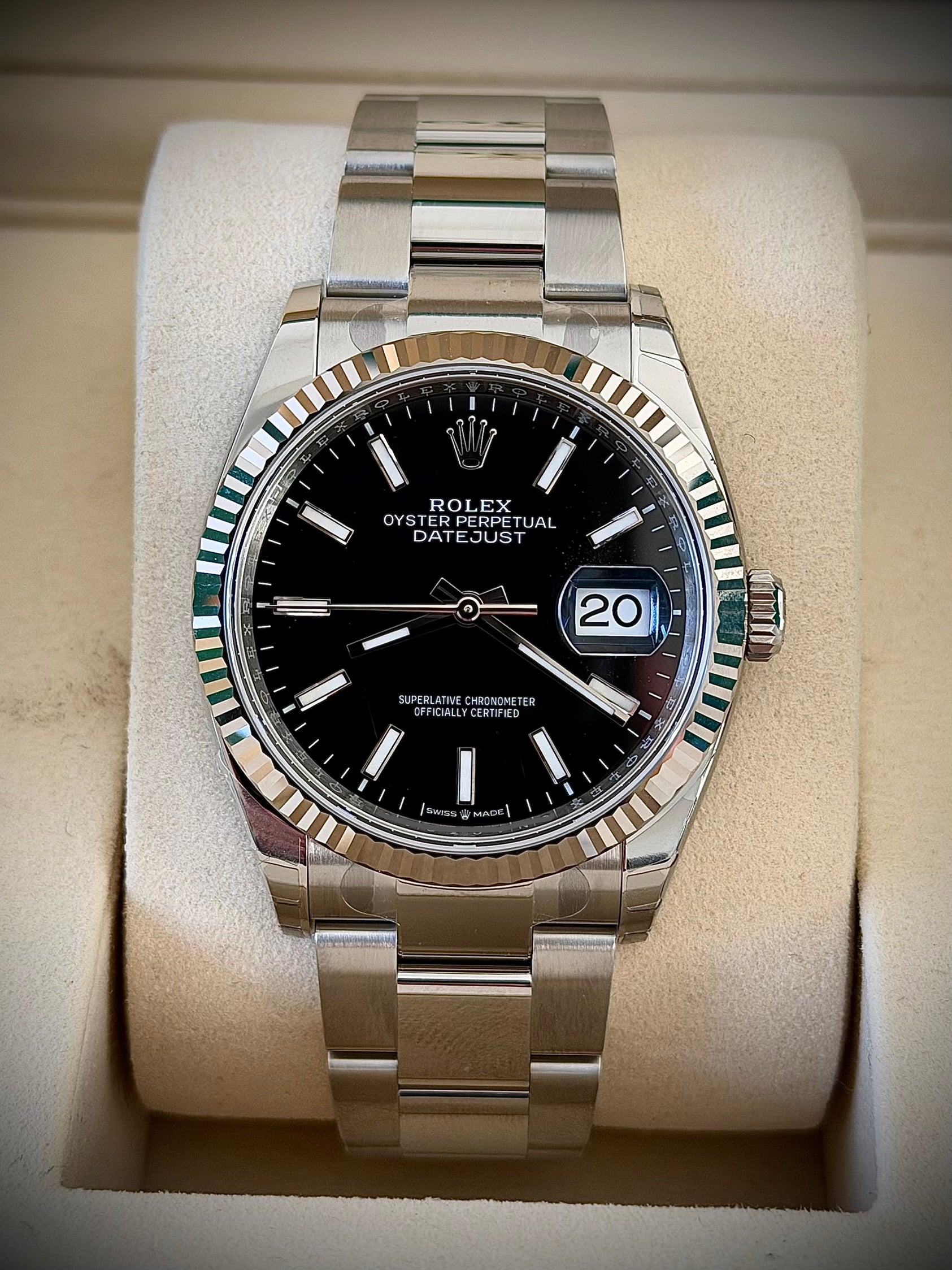 2025 ROLEX DATEJUST 36, 126234, BLACK DIAL, OYSTER BRACELET, BRAND NEW FULLY STICKERED, FULL SET, INC GST