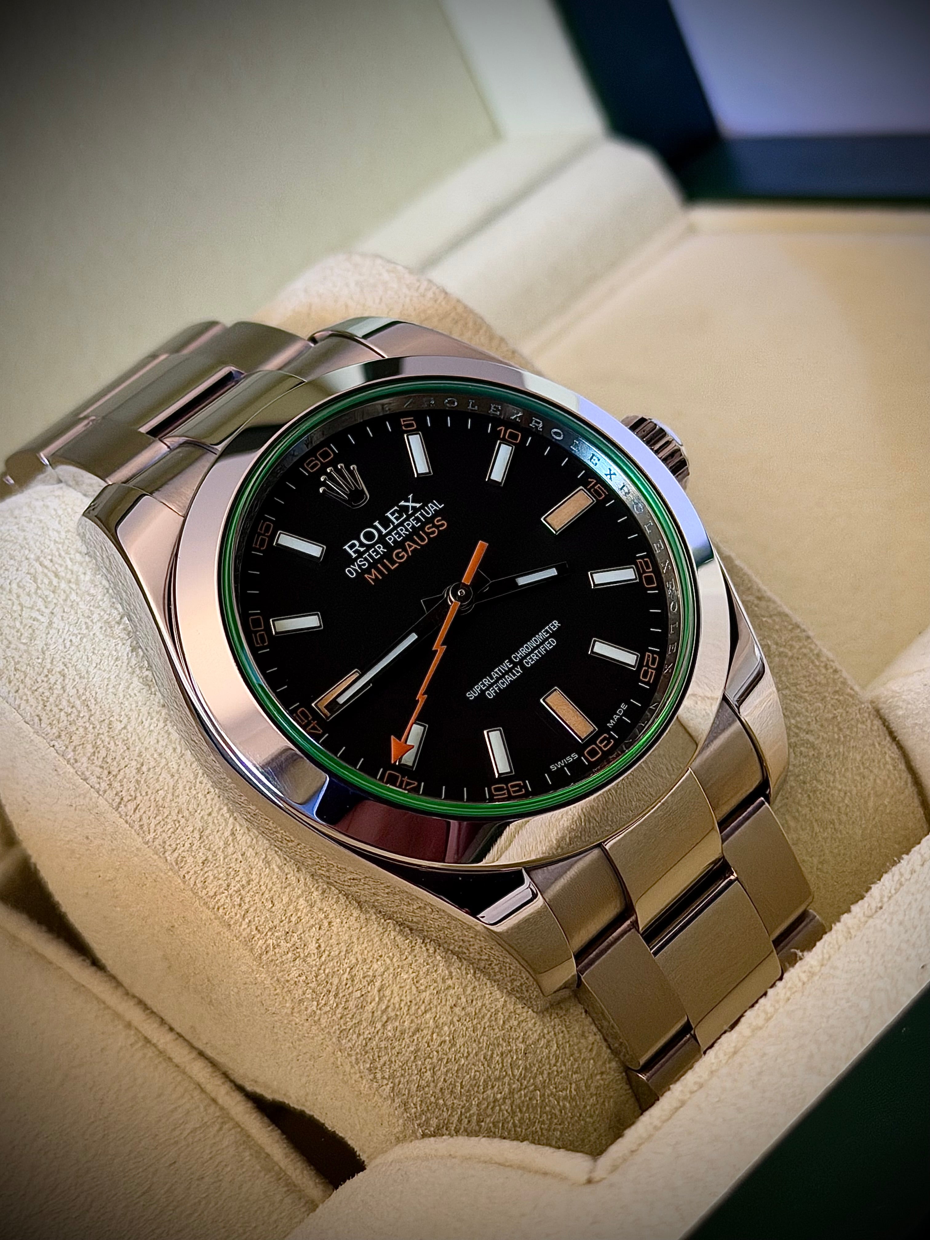 2010 ROLEX MILGAUSS, 116400GV, FULL SET, 2022 RSC SERVICE, INC GST