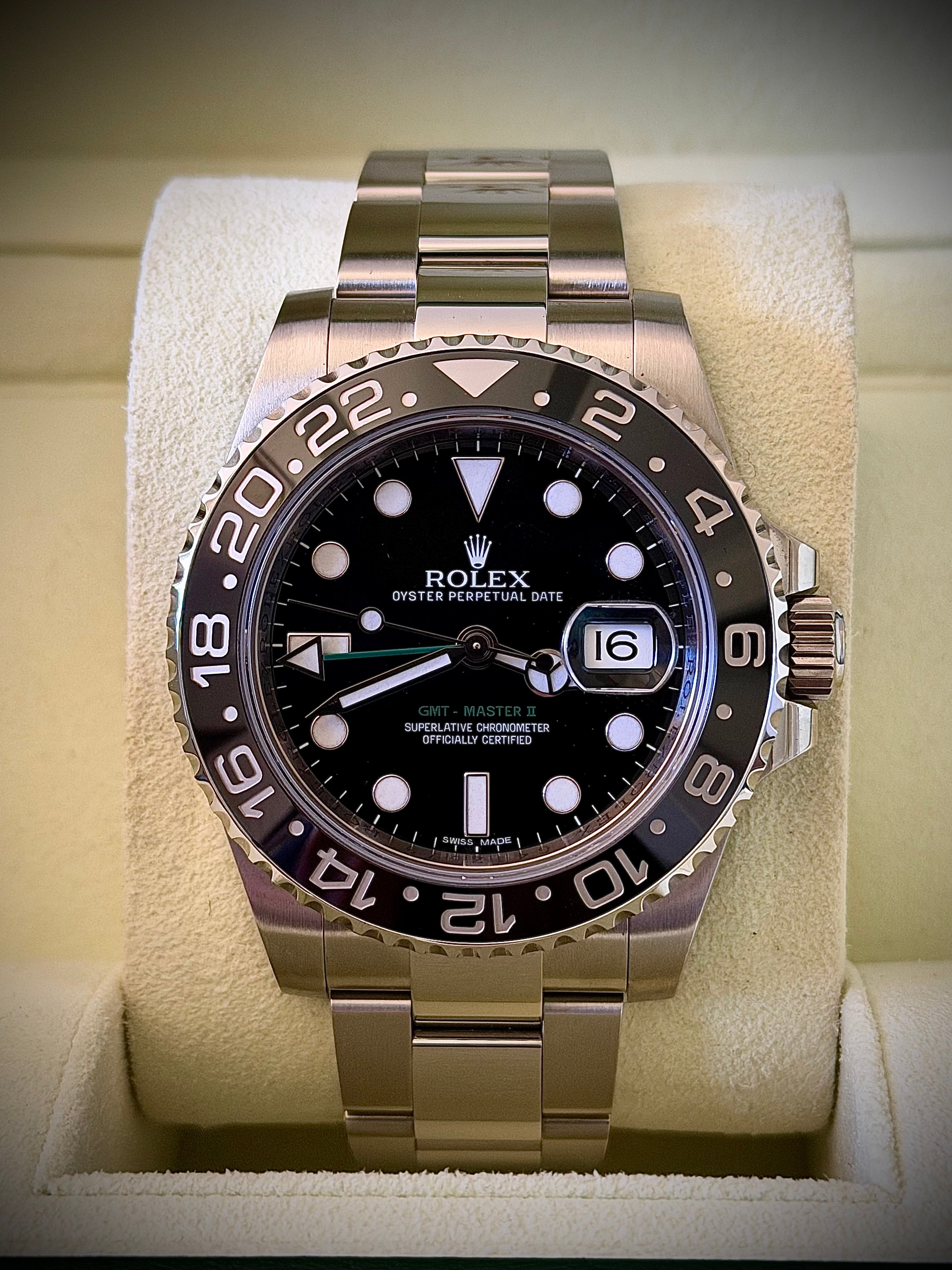 2012 ROLEX GMT-MASTER II, 116710LN, GREEN GMT HAND, FULL SET, INC GST