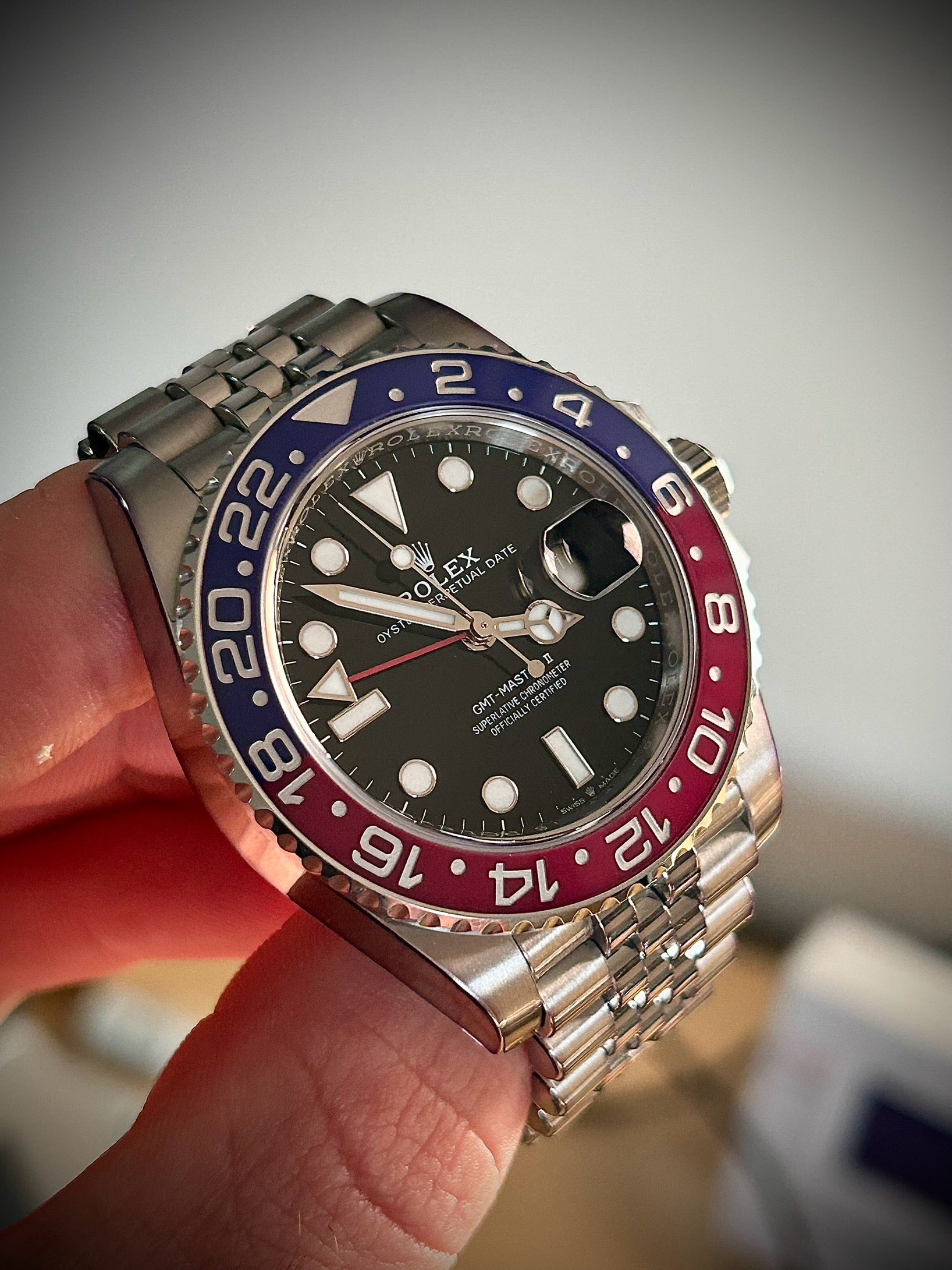 2023 ROLEX GMT MASTER II, PEPSI, MINT FULLY STICKERED 126710BLRO, FULL SET, INC GST