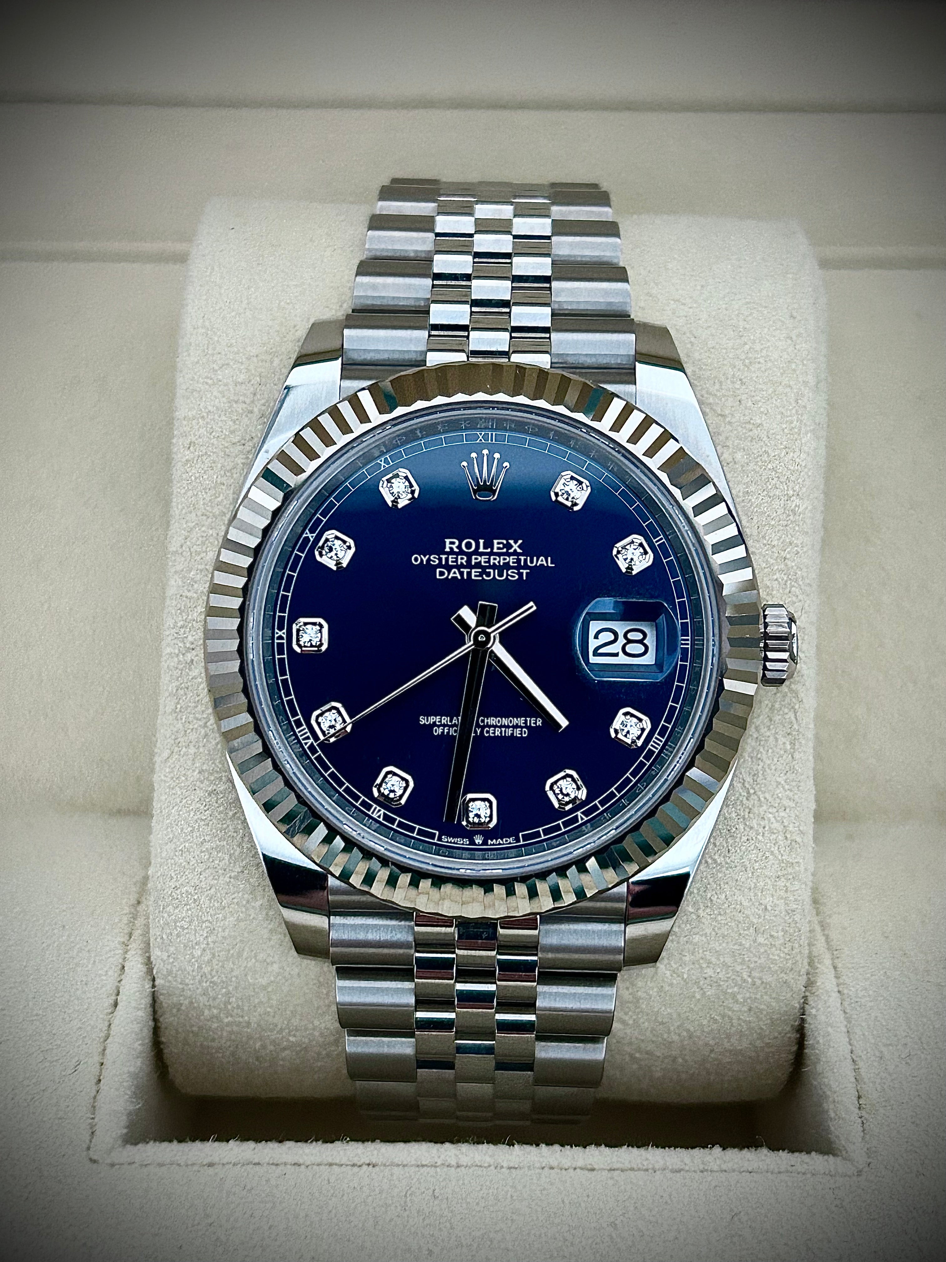 2024 ROLEX DATEJUST 41, BLUE DIAMOND DIAL, 126334, FULL SET, INC GST
