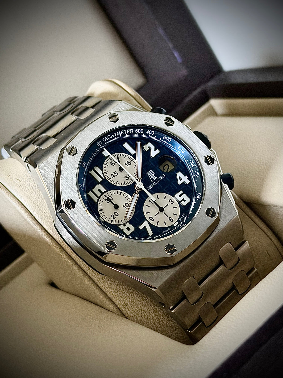 2010 AUDEMARS PIGUET ROYAL OAK OFFSHORE CHRONOGRAPH, 25721ST.OO.1000ST.09.A, BLUE DIAL, FULL SET, INC GST