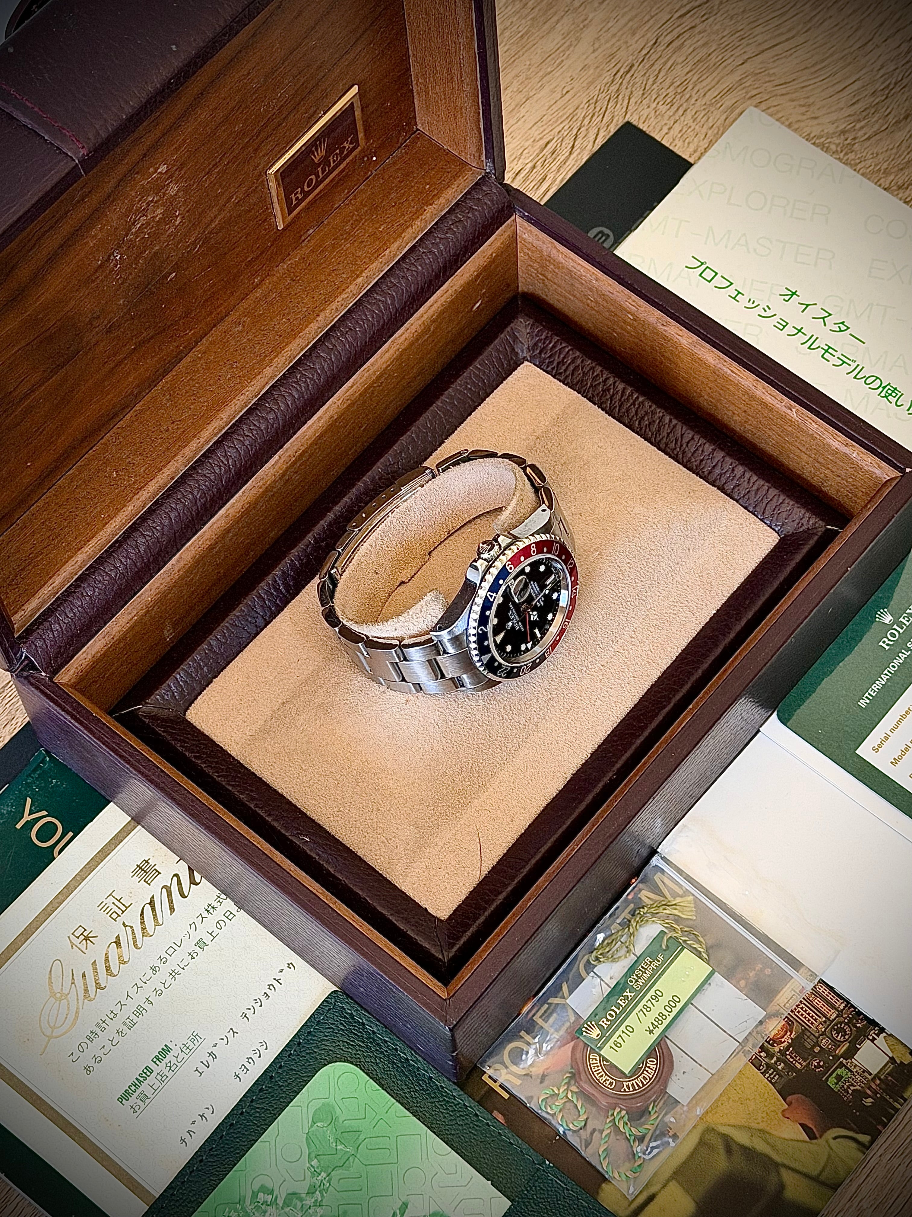 2003 ROLEX GMT-MASTER II, 16710 “PEPSI”, FULL COLLECTOR’S SET, WITH RSC, INC GST