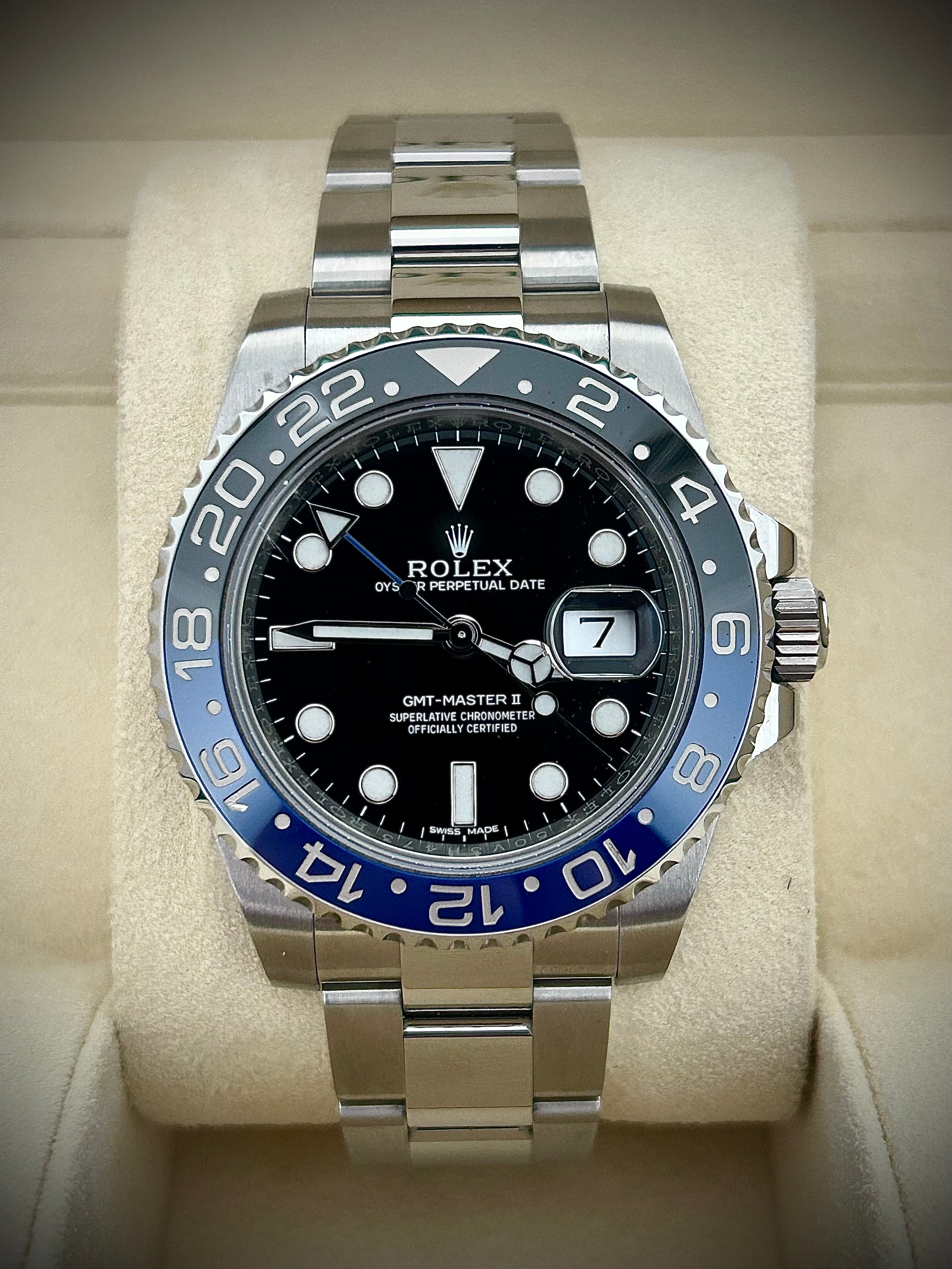 2015 ROLEX GMT MASTER II, BATMAN, 116710BLNR, FULL SET, INC GST