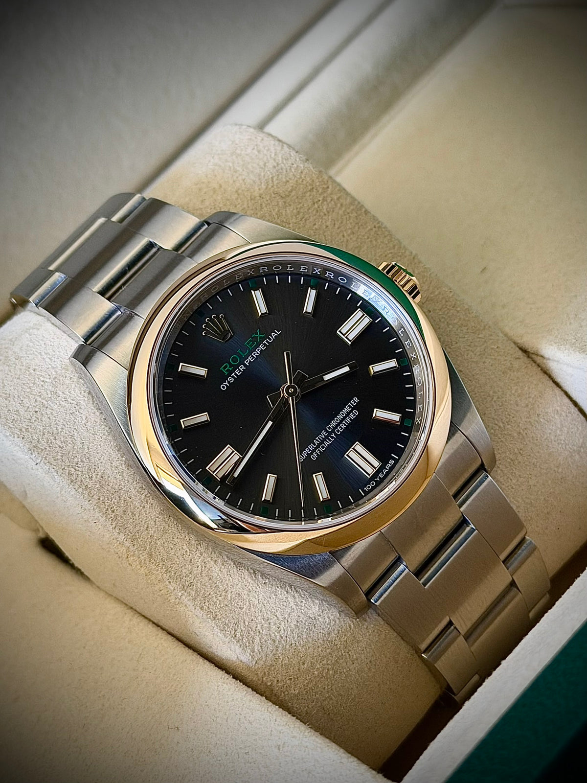 2026 ROLEX OYSTER PERPETUAL 36 “100 YEARS”, 126003, SLATE DIAL, YELLOW ROLESOR, AS NEW, FULL SET, INC GST
