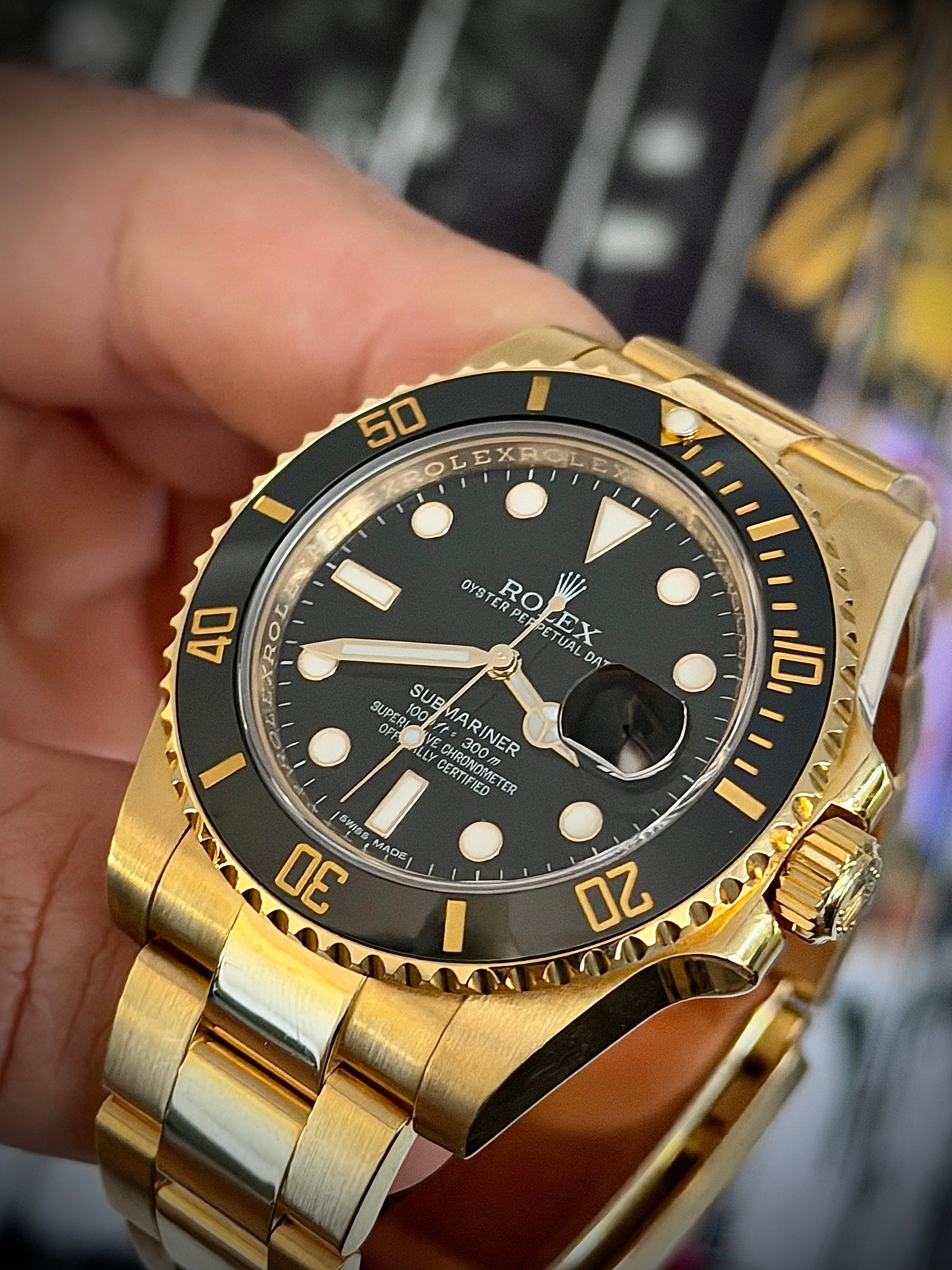 2016 ROLEX SUBMARINER DATE, YELLOW GOLD, 116618LN, BOX AND PAPERS, INC GST