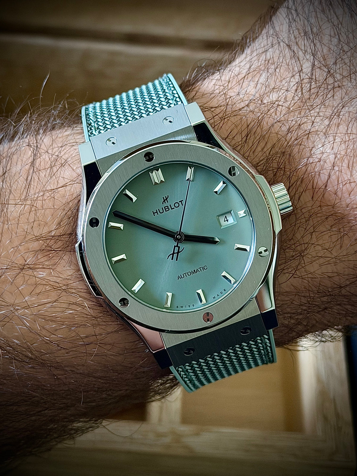 2026 HUBLOT CLASSIC FUSION TITANIUM SAGE GREEN 42MM, 542.NX.891G.NR, NEW RELEASE, FULL SET, INC GST