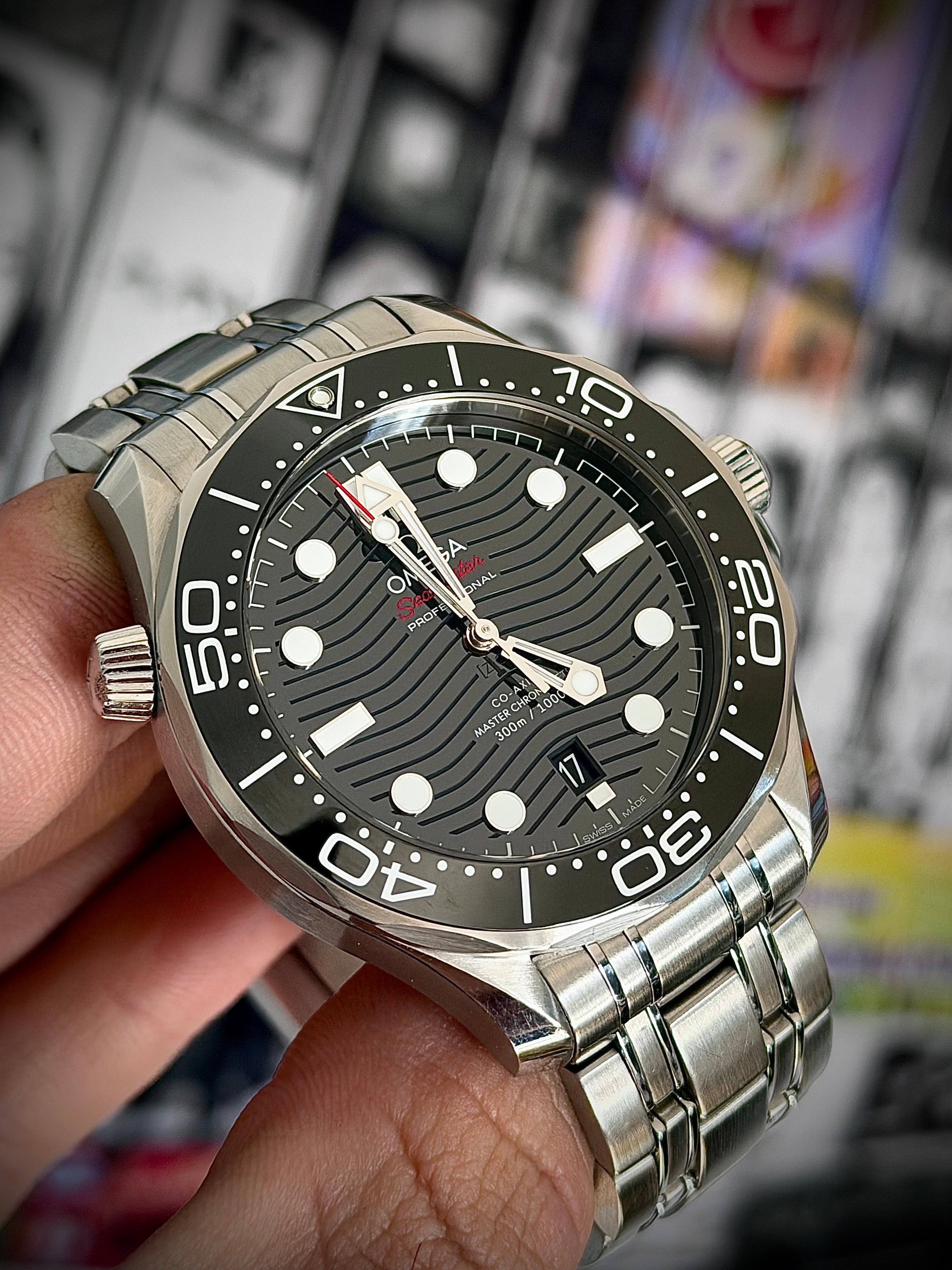 2023 OMEGA SEAMASTER 300, BLACK DIAL, FULL SET, INC GST