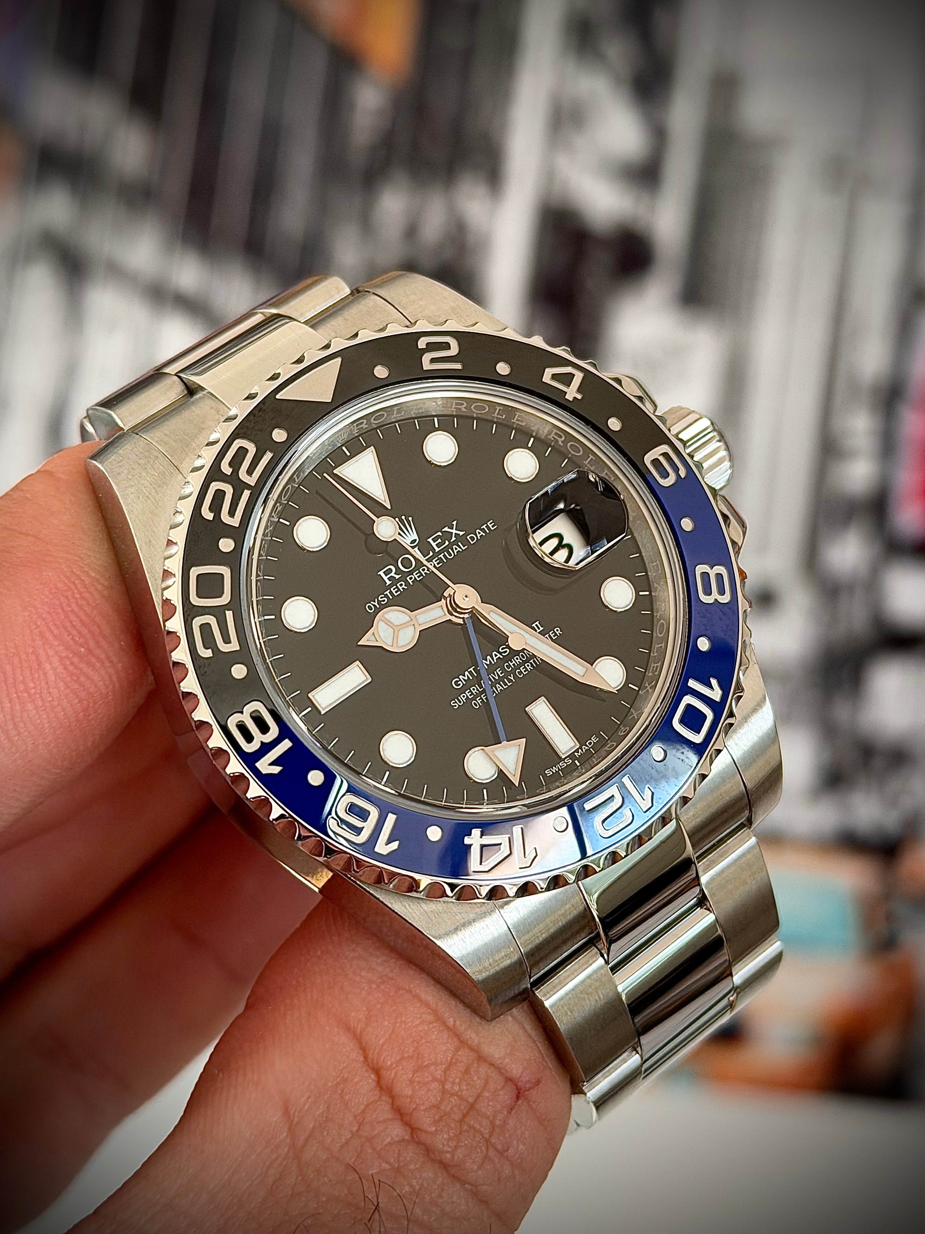 2016 ROLEX GMT MASTER II, BATMAN, 116710BLNR, FULL SET, INC GST