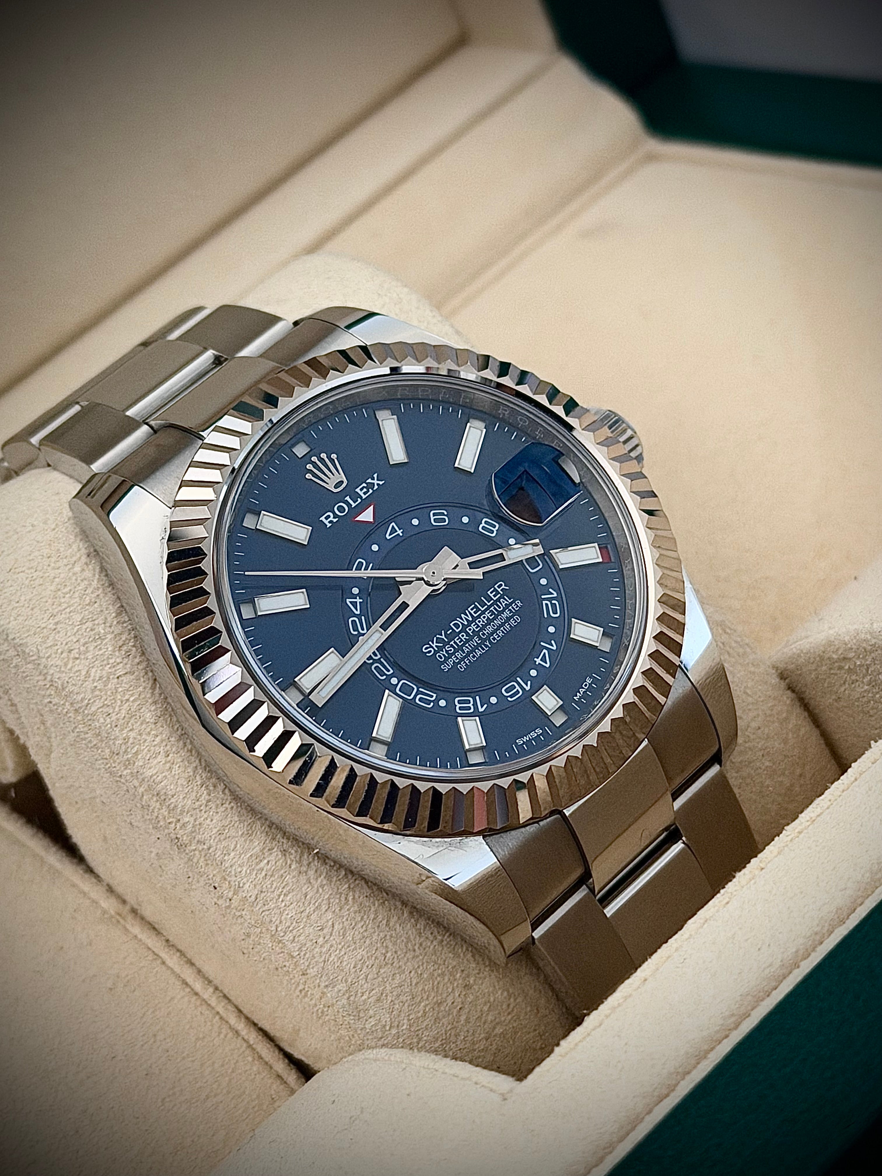 2018 ROLEX SKY DWELLER, BLUE DIAL, OYSTER, 326934, FULL SET, INC GST