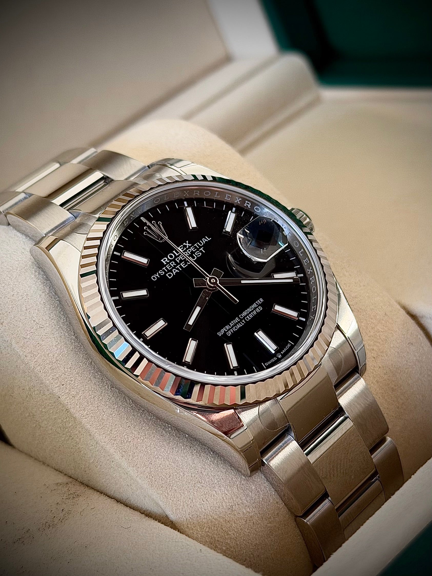 2025 ROLEX DATEJUST 36, 126234, BLACK DIAL, OYSTER BRACELET, BRAND NEW FULLY STICKERED, FULL SET, INC GST