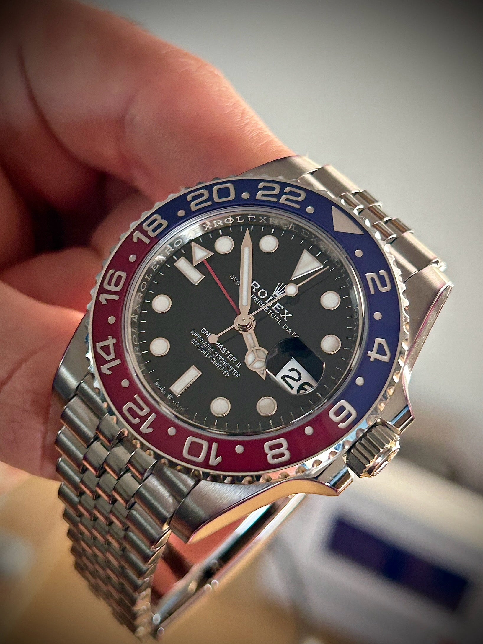 2023 ROLEX GMT MASTER II, PEPSI, MINT FULLY STICKERED 126710BLRO, FULL SET, INC GST