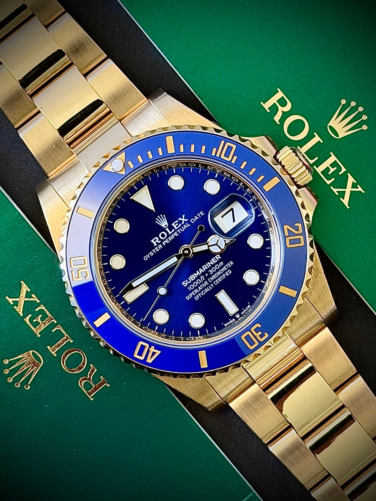 2022 ROLEX SUBMARINER DATE “BLUESY”, 126618LB, 18CT YELLOW GOLD, BLUE DIAL, FULL SET, INC GST