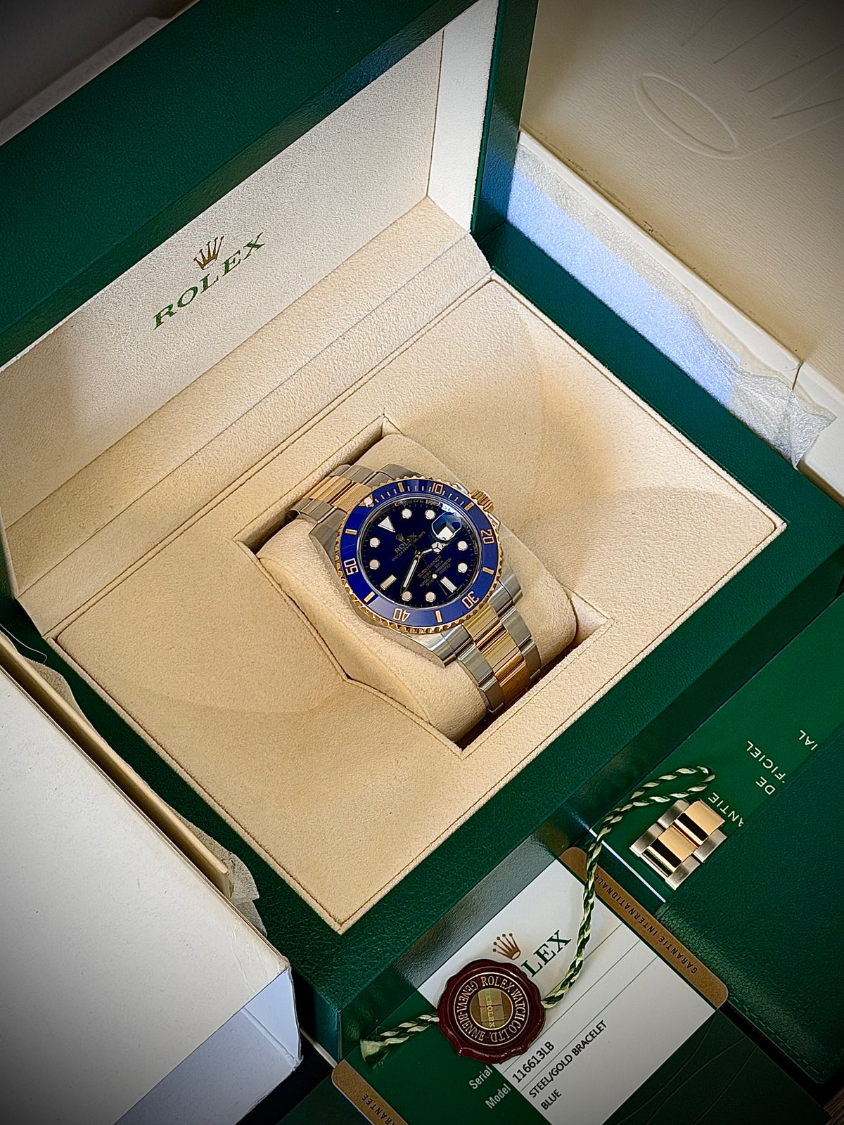2015 ROLEX SUBMARINER DATE “BLUESY”, 116613LB, FULL SET, INC GST