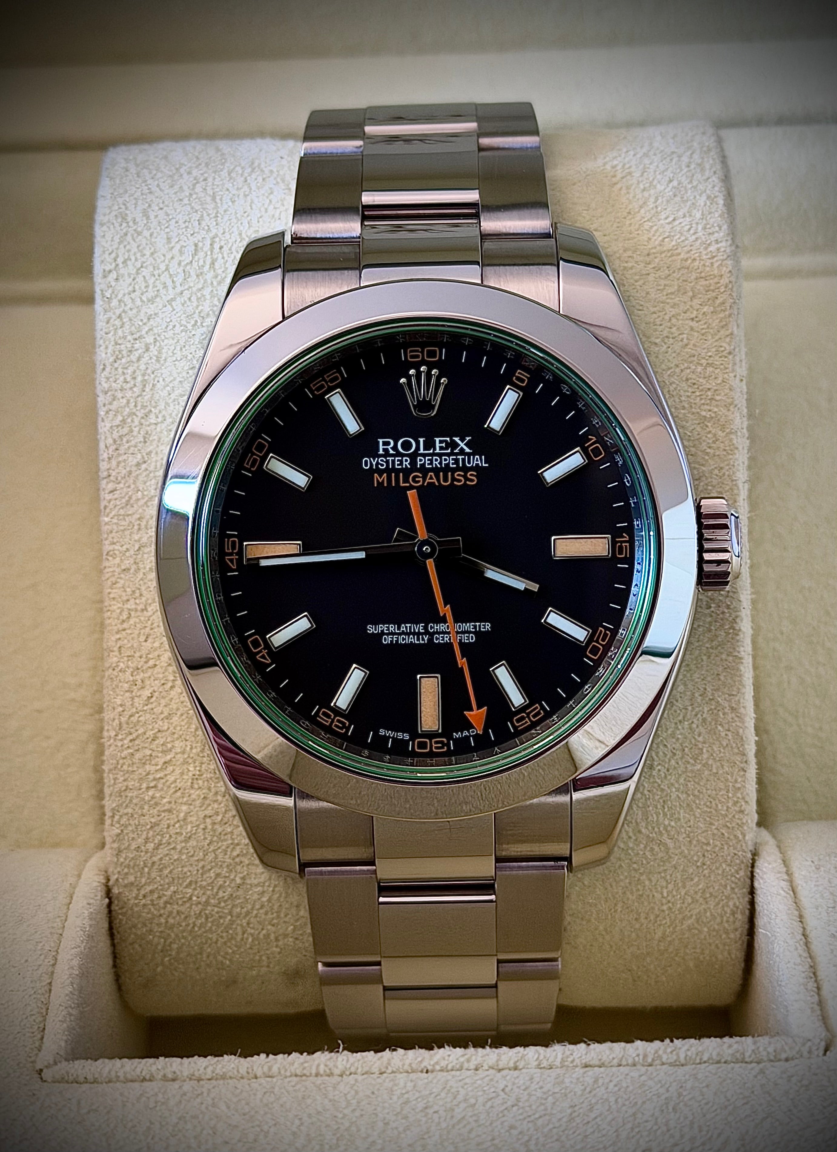 2010 ROLEX MILGAUSS, 116400GV, FULL SET, 2022 RSC SERVICE, INC GST