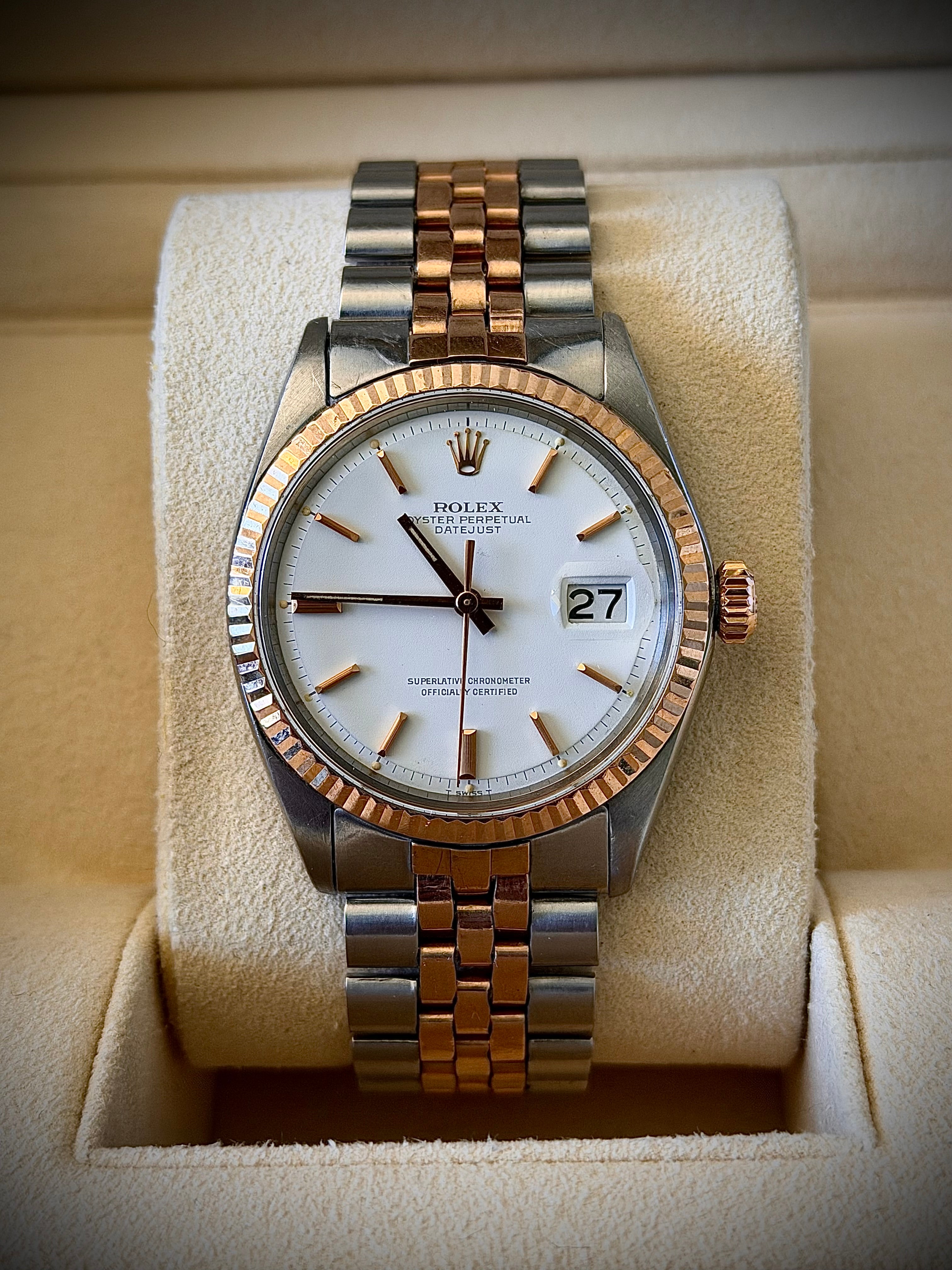 1969 ROLEX DATEJUST, 1601, TWO TONE ROSE GOLD, WATCH ONLY, INC GST