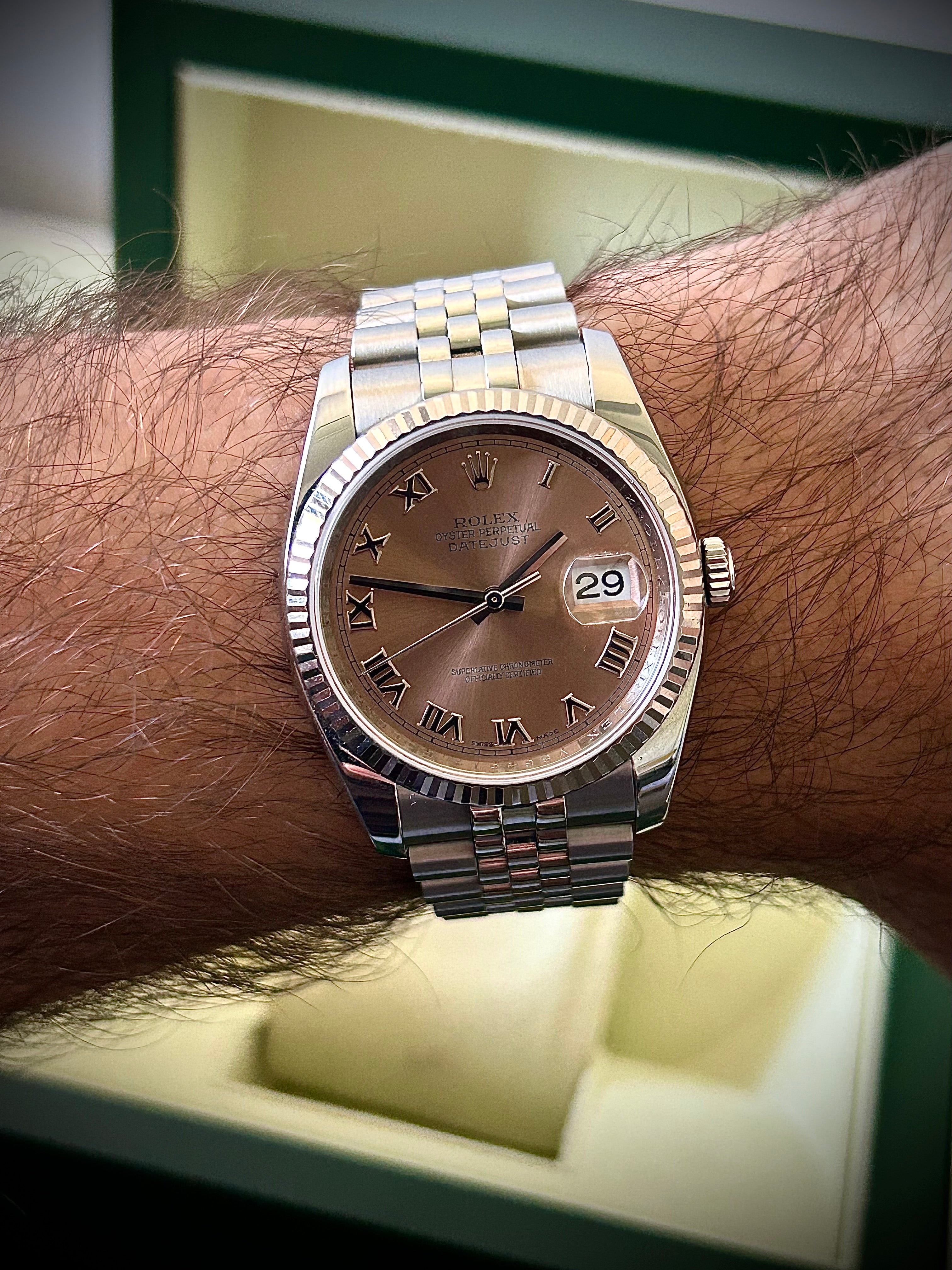 2011 ROLEX DATEJUST 36, 116234, SALMON DIAL, FULL SET, INC GST