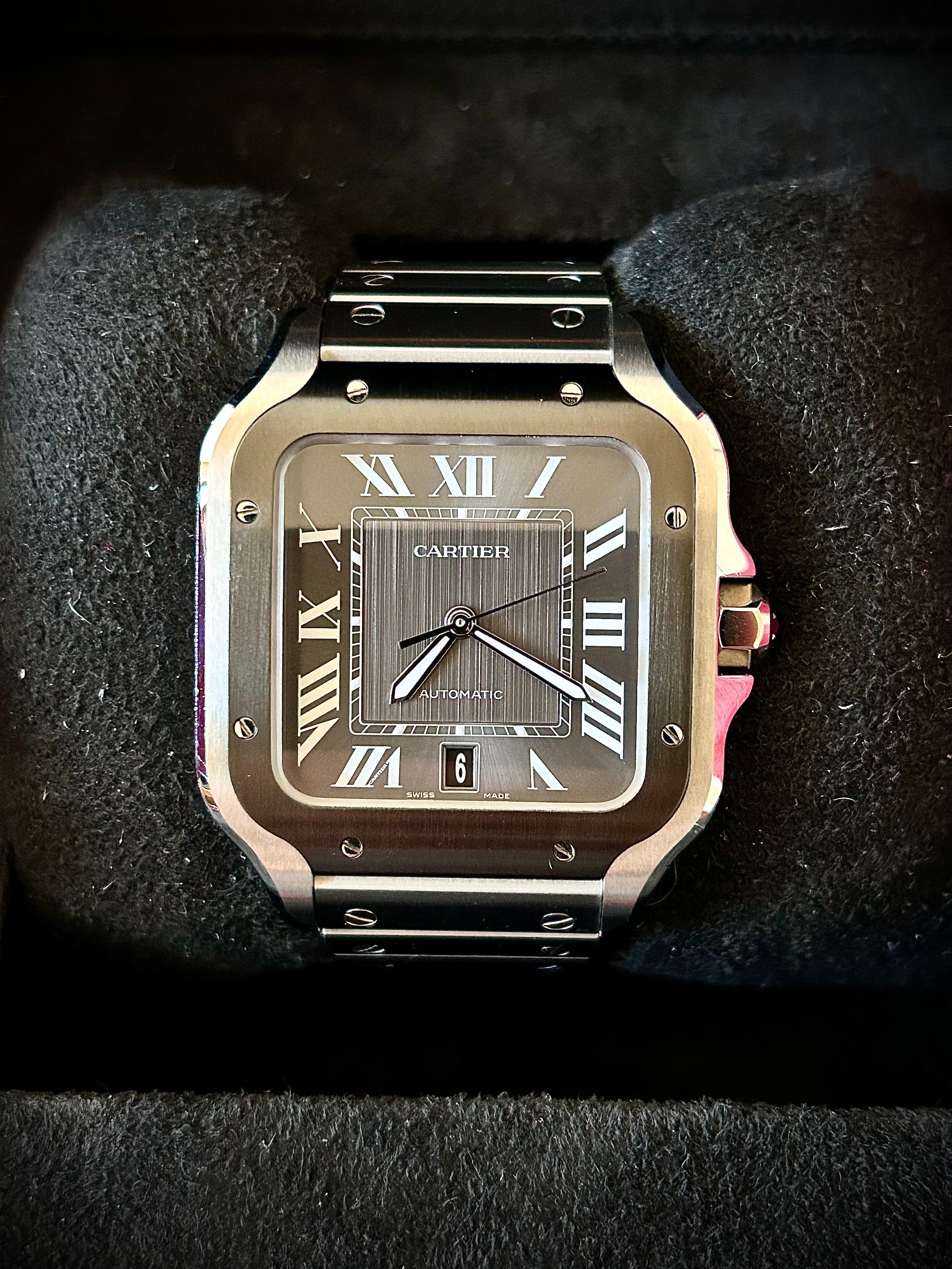 2024 CARTIER SANTOS DE CARTIER LARGE ADLC, WSSA0037, BOX AND PAPERS, INC GST