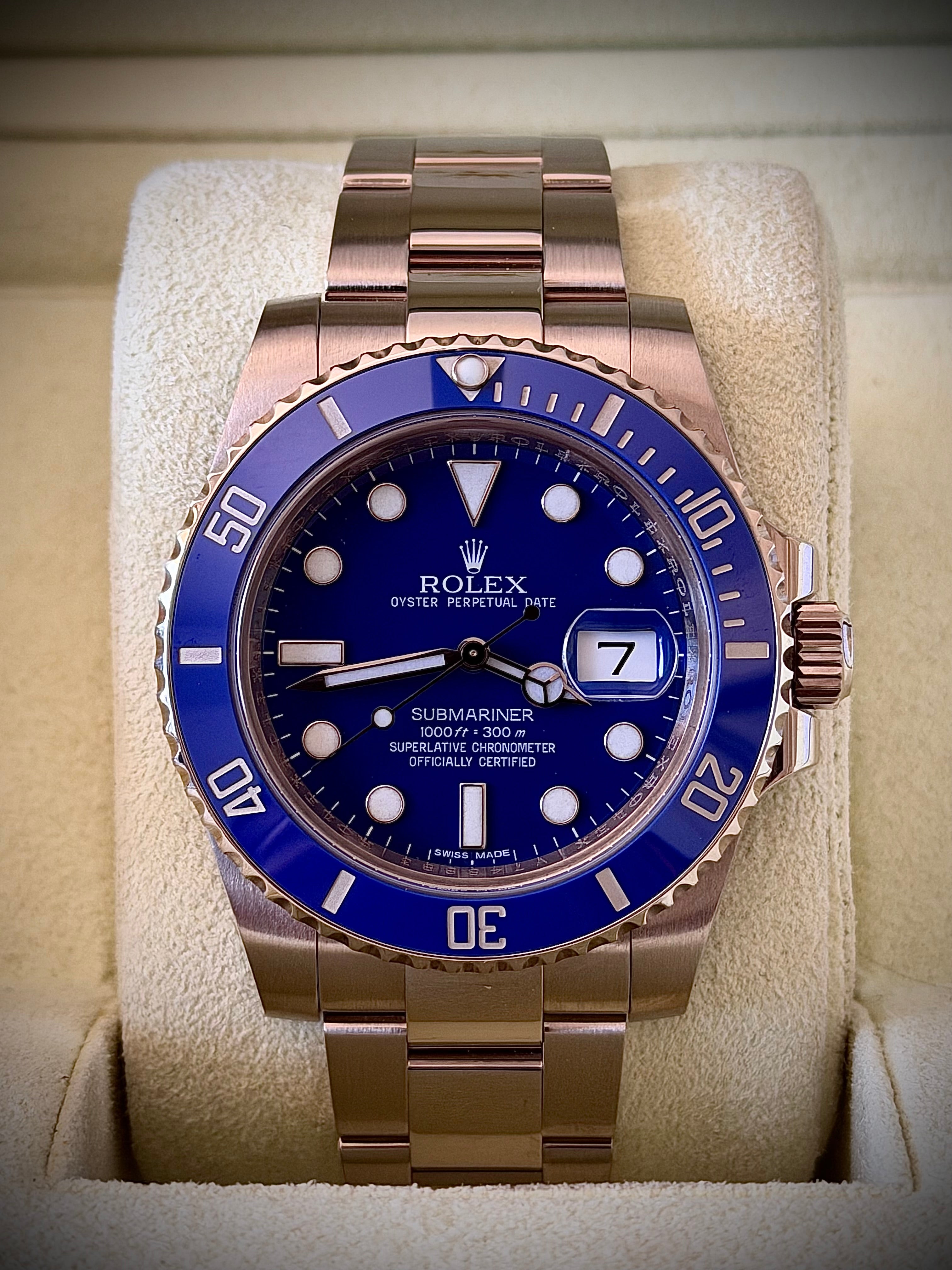 2010 ROLEX SUBMARINER DATE, 116619LB, SMURF, FULL SET, INC GST