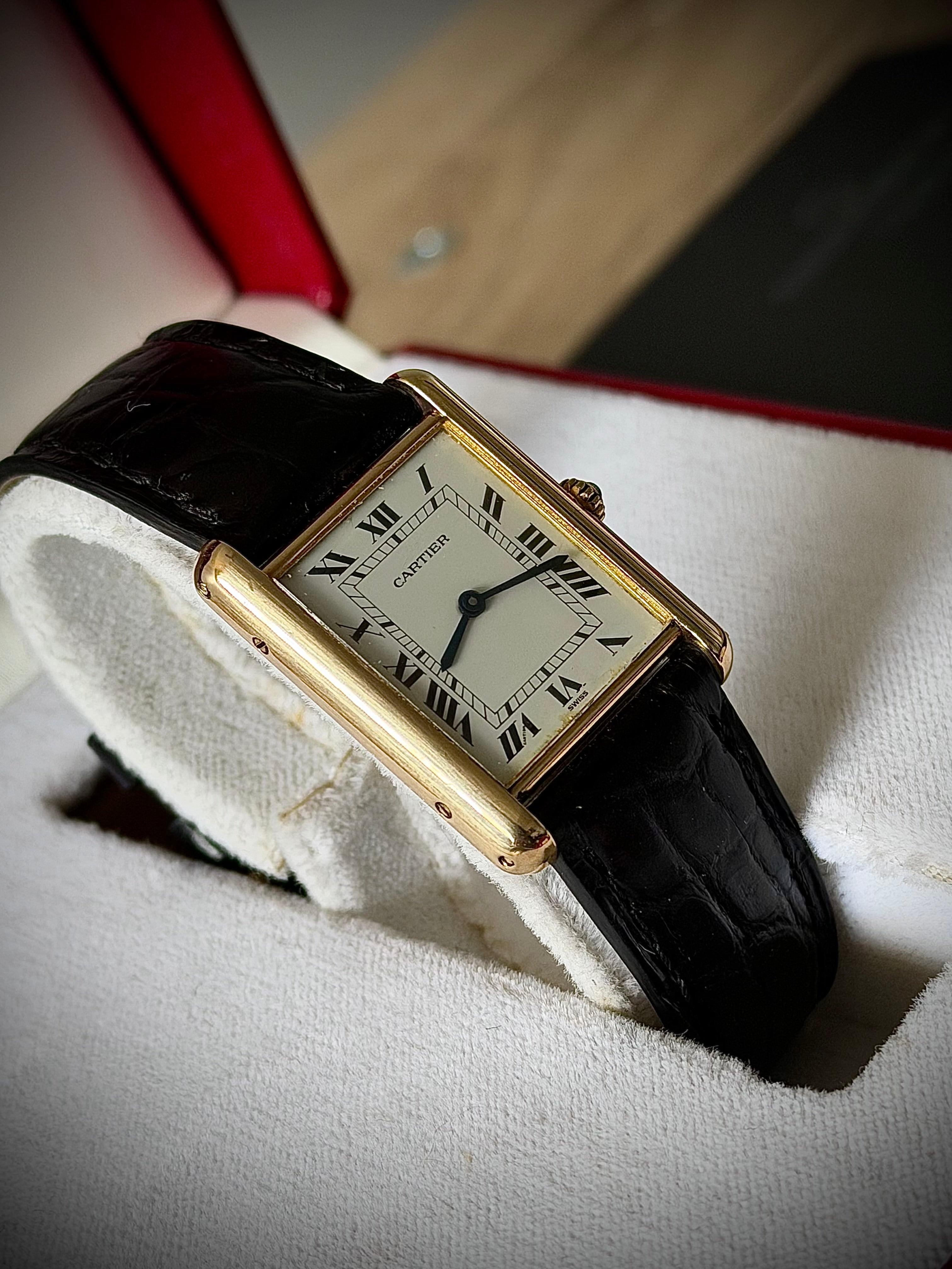 1989 CARTIER TANK LOUIS CARTIER, 88105, 18K YELLOW GOLD, FULL SET, INC GST