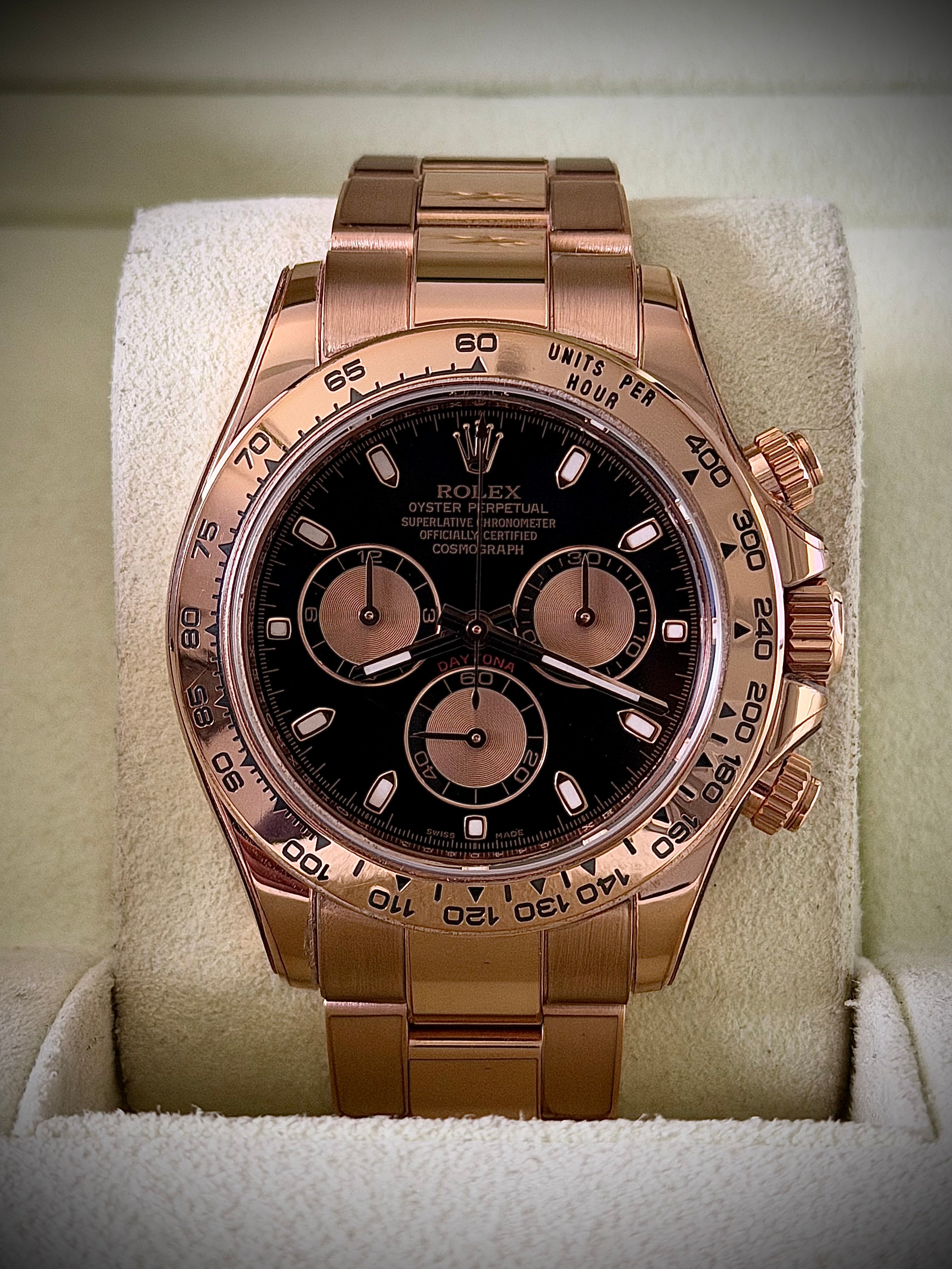 2011 ROLEX DAYTONA, FULL ROSE GOLD, 116505, FULL SET, INC GST