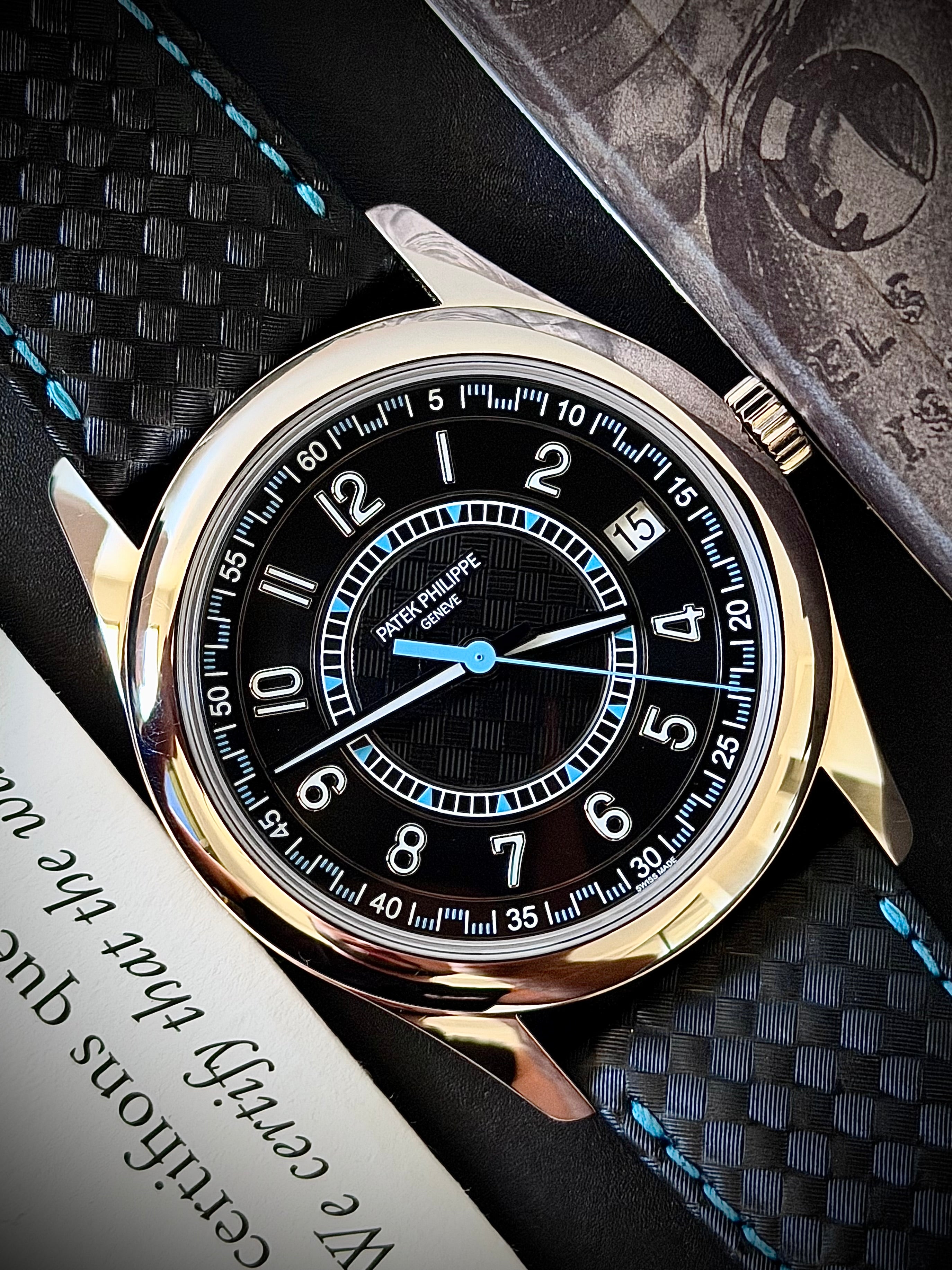 2023 PATEK PHILIPPE CALATRAVA 6007G-011, BLACK & BLUE, FULL SET, INC GST