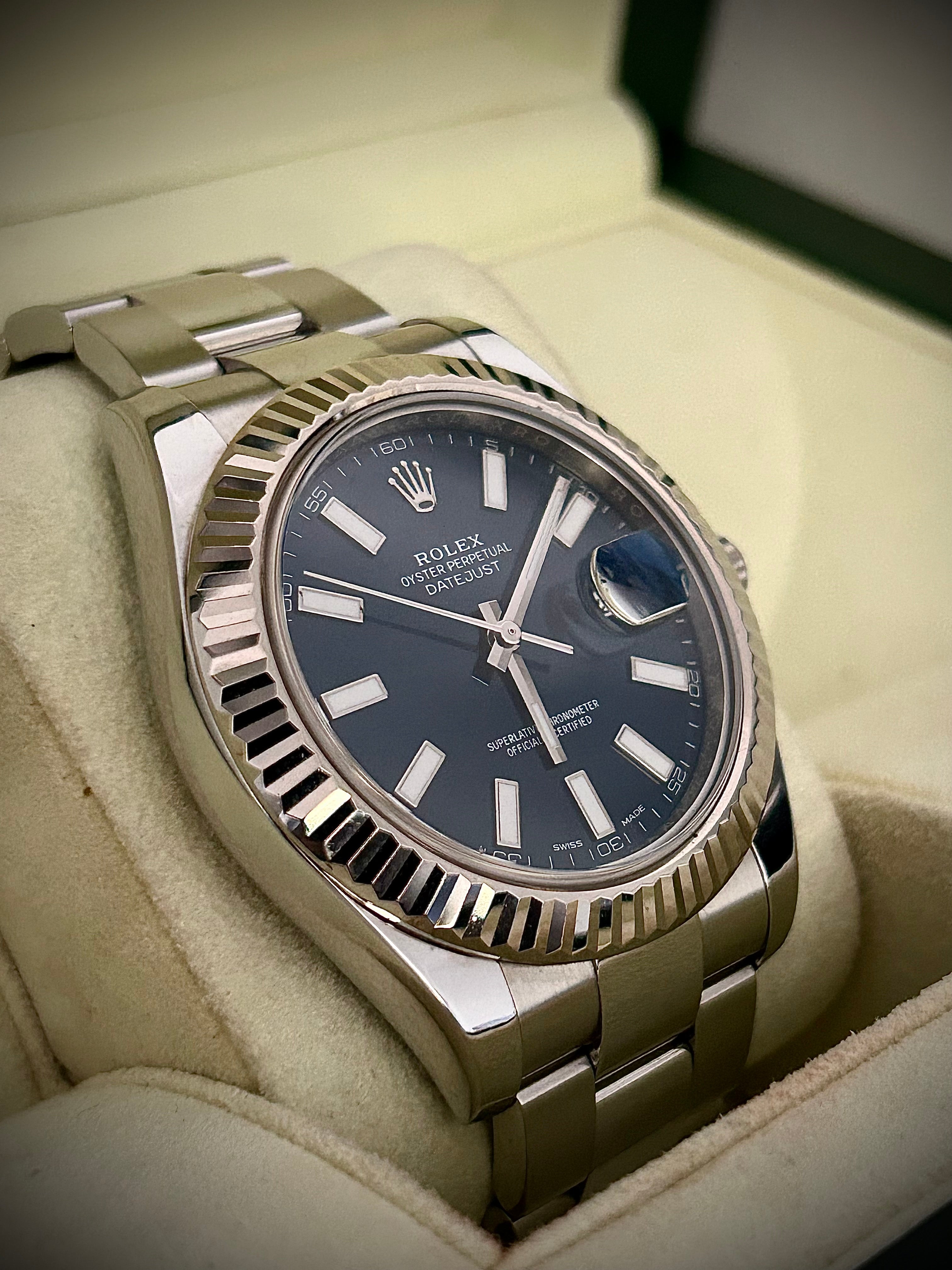 2016 ROLEX DATE JUST II, BLUE DIAL, 116334, FULL SET, INC GST