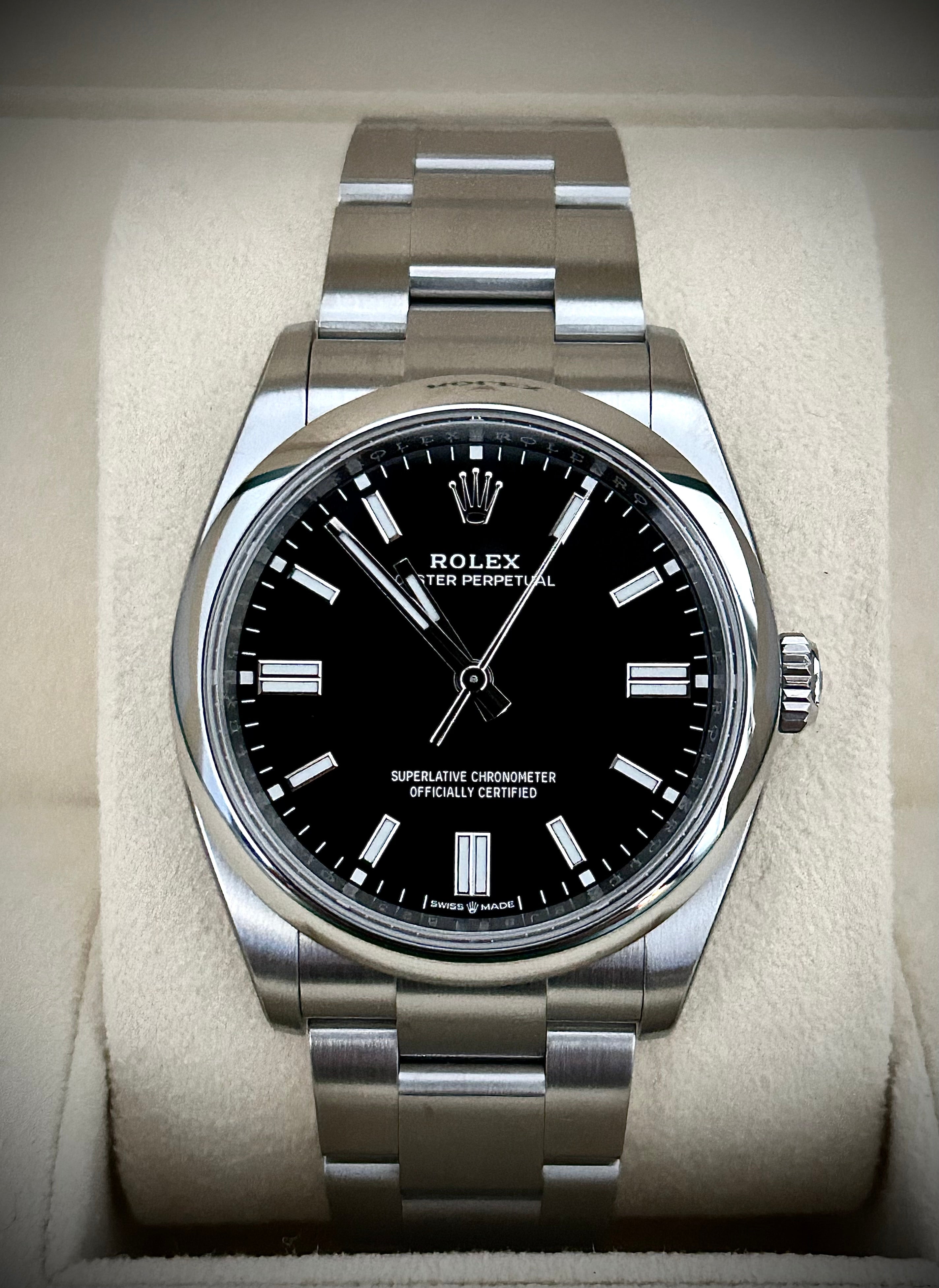 2024 ROLEX OYSTER PERPETUAL 36 BLACK DIAL, BRAND NEW, 126000, FULL SET, INC GST