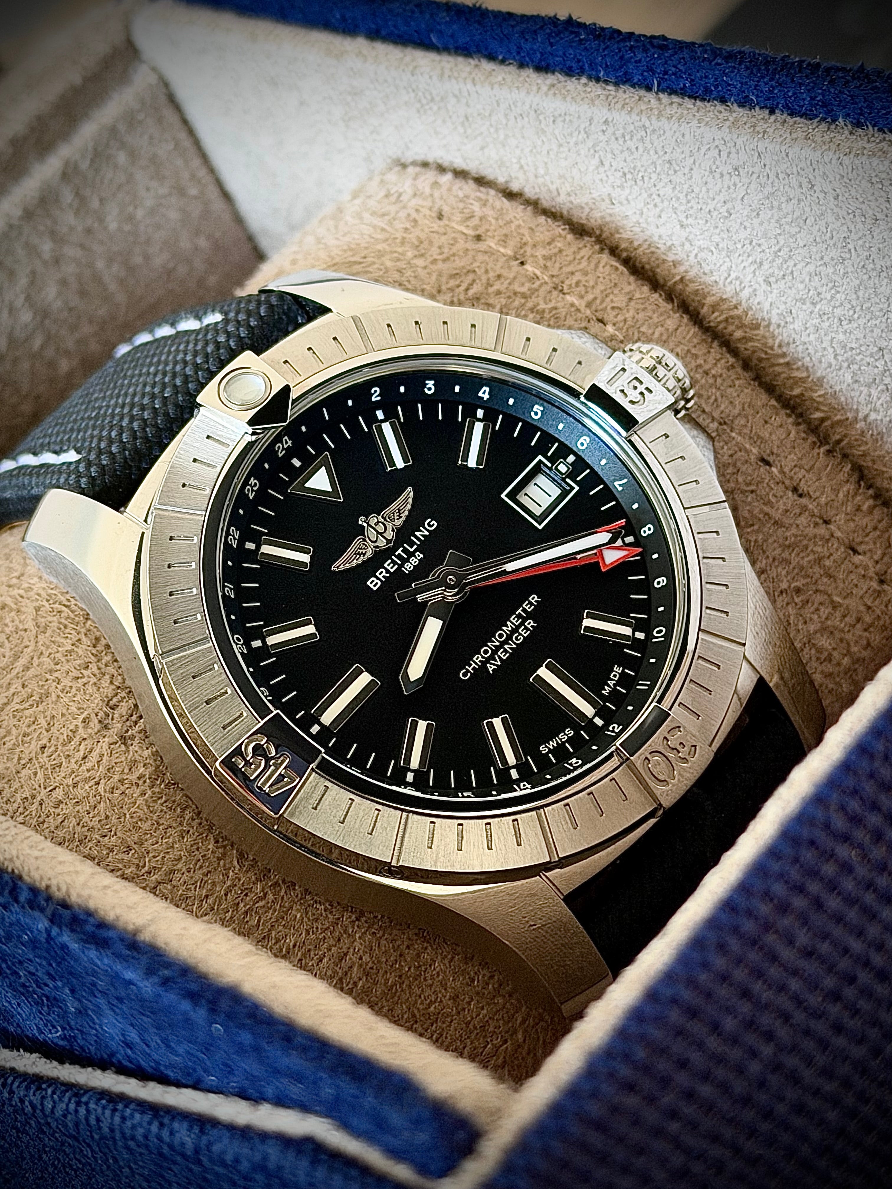 2025 BREITLING AVENGER GMT 43, A32397101B1X1, BOX & JOMASHOP WARRANTY, INC GST