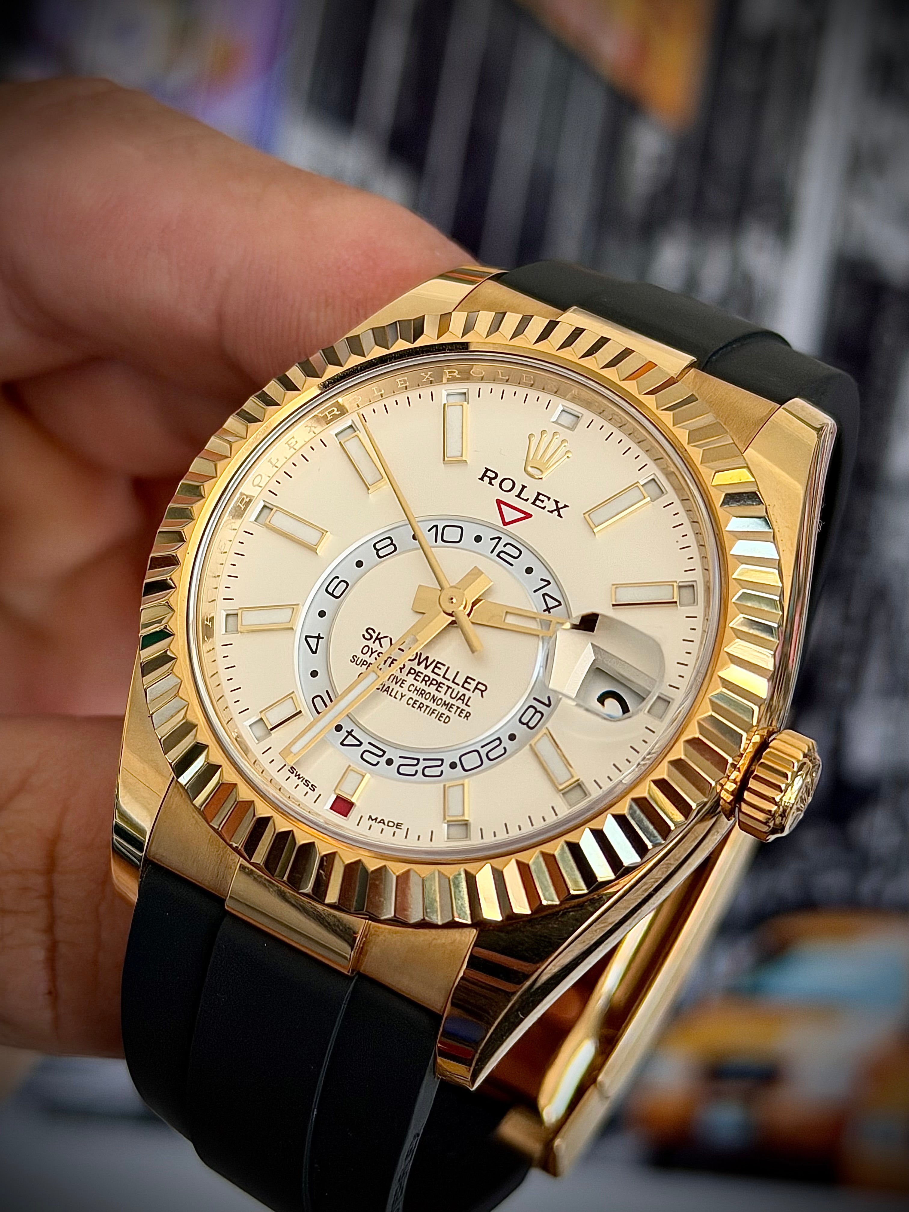 2022 ROLEX SKY-DWELLER, 326238, WHITE DIAL, OYSTERFLEX, FULL SET, INC GST