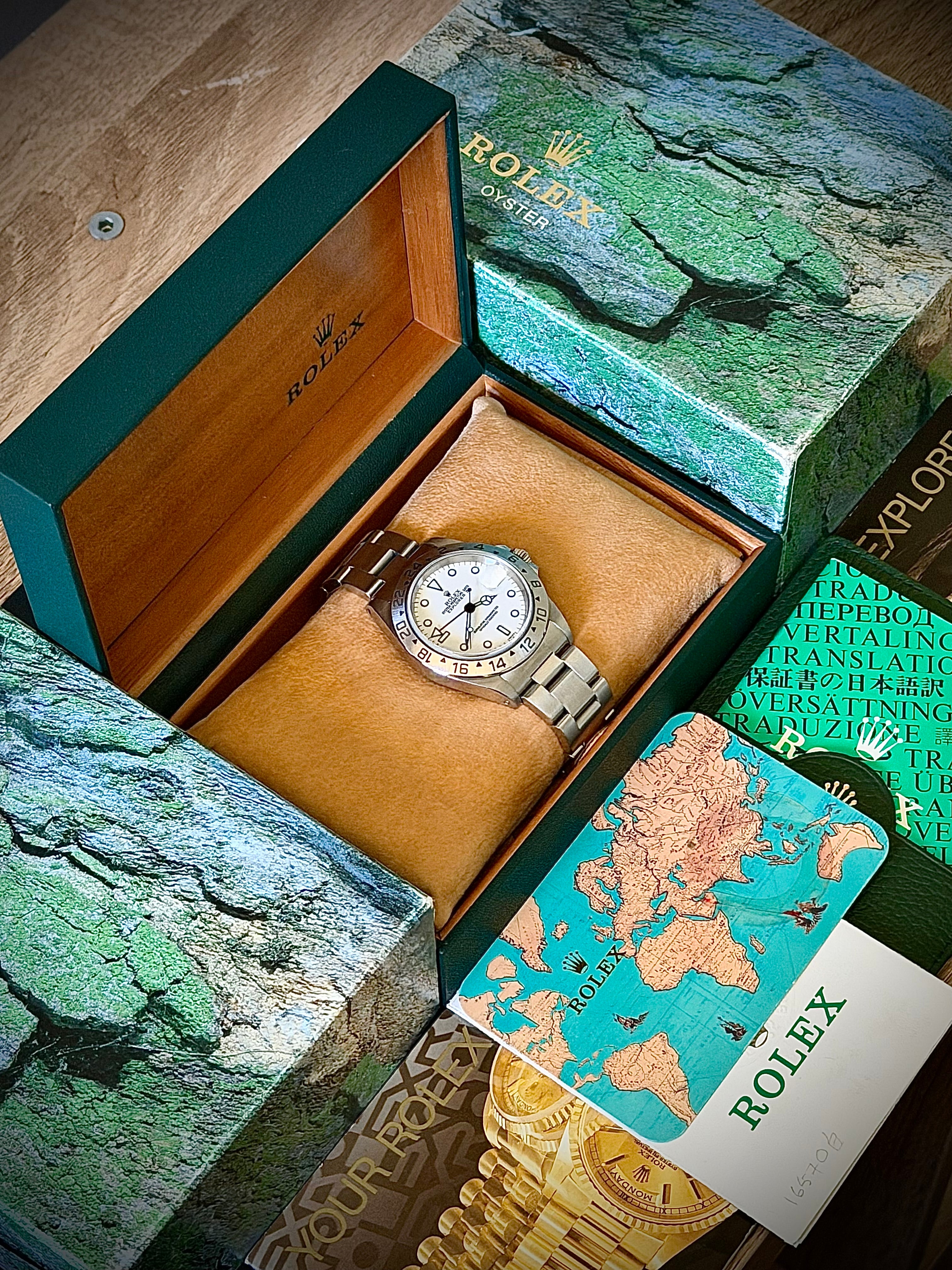1999 ROLEX EXPLORER II “POLAR”, SWISS ONLY DIAL, 16570, FULL SET, INC GST