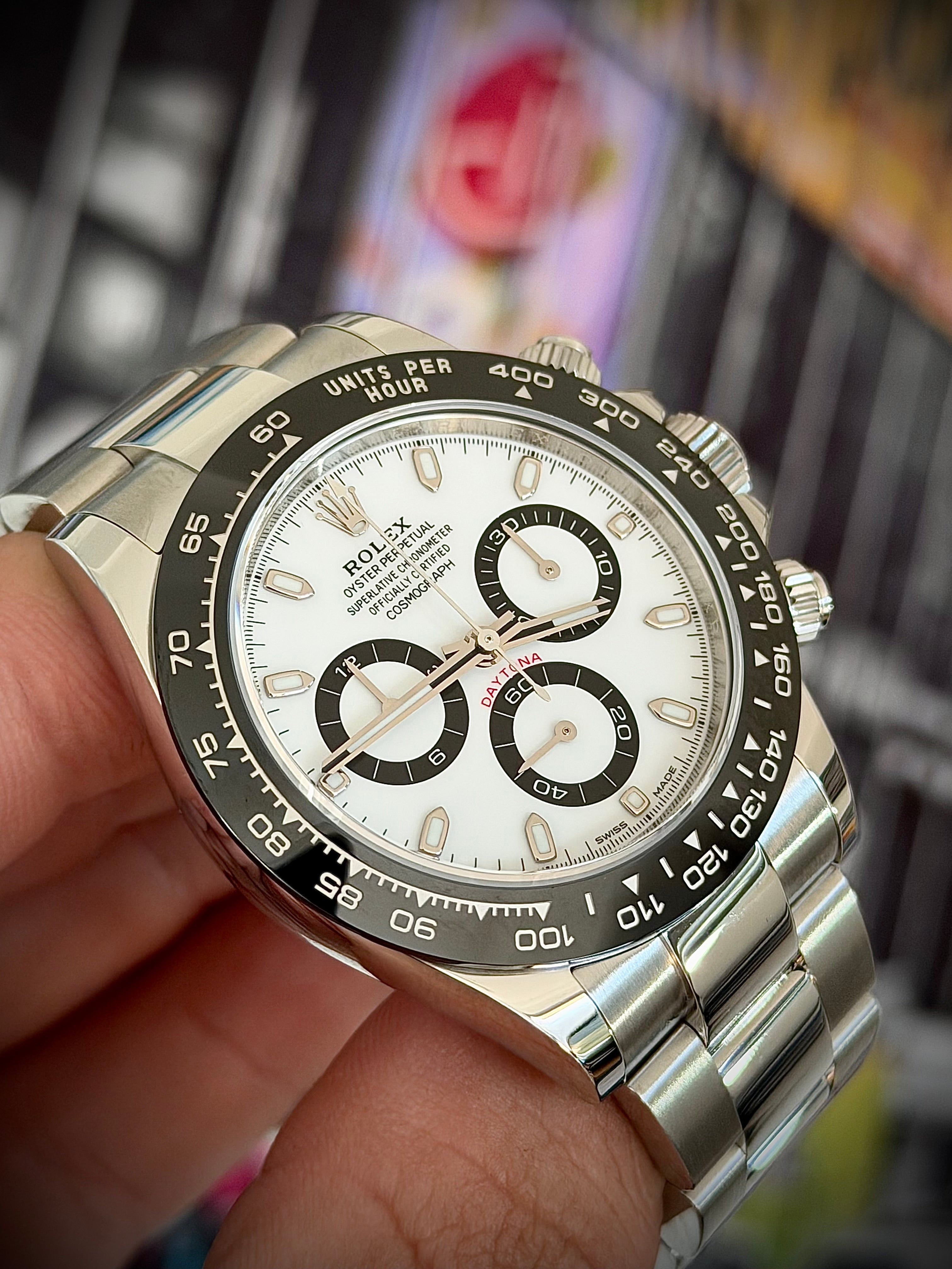 2022 ROLEX COSMOGRAPH DAYTONA, “PANDA” 116500LN, NEAR NEW FACTORY STICKERED, FULL SET, INC GST