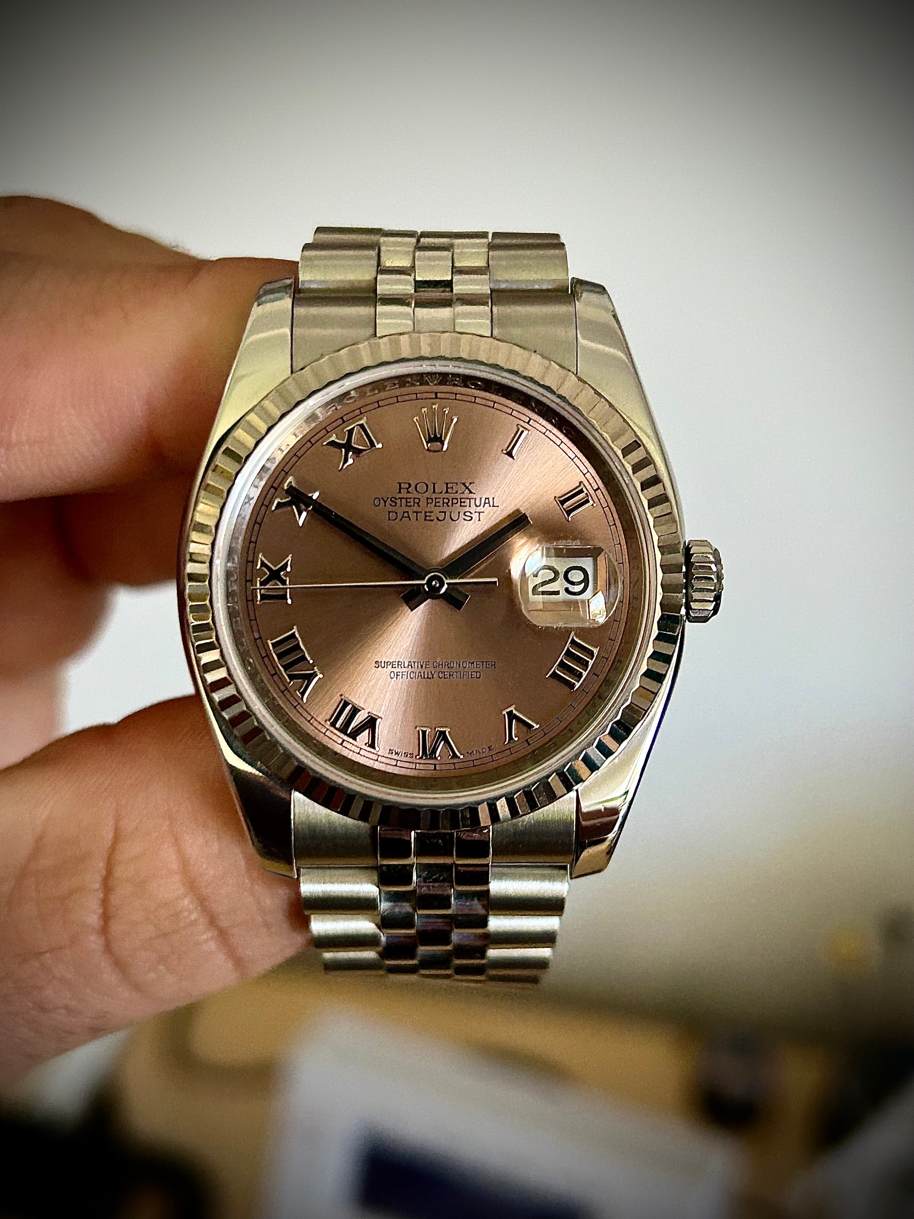 2011 ROLEX DATEJUST 36, 116234, SALMON DIAL, FULL SET, INC GST