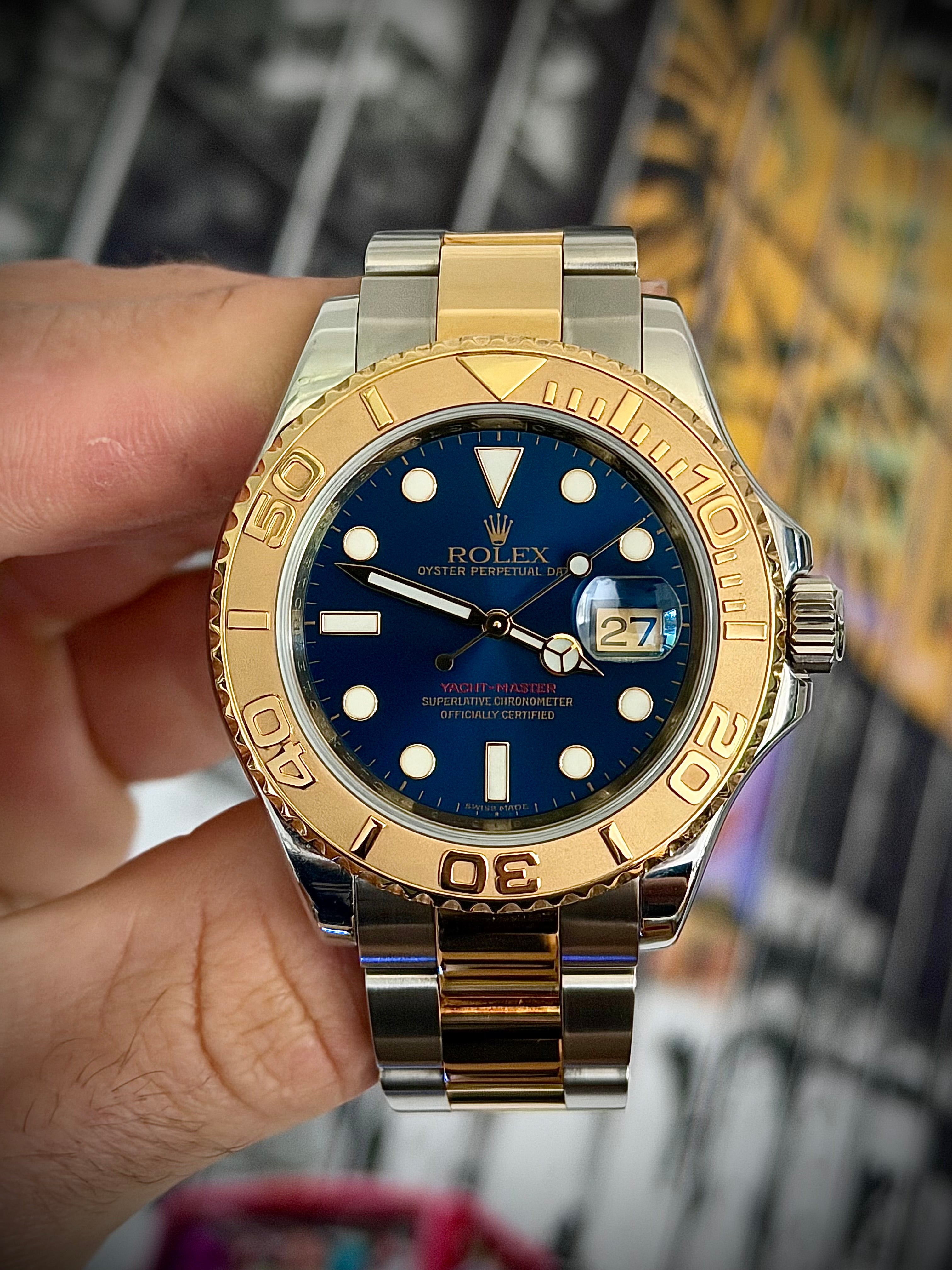 2008 ROLEX YACHT MASTER 40, 16623, BLUE DIAL, TWO-TONE, FULL SET, INC GST