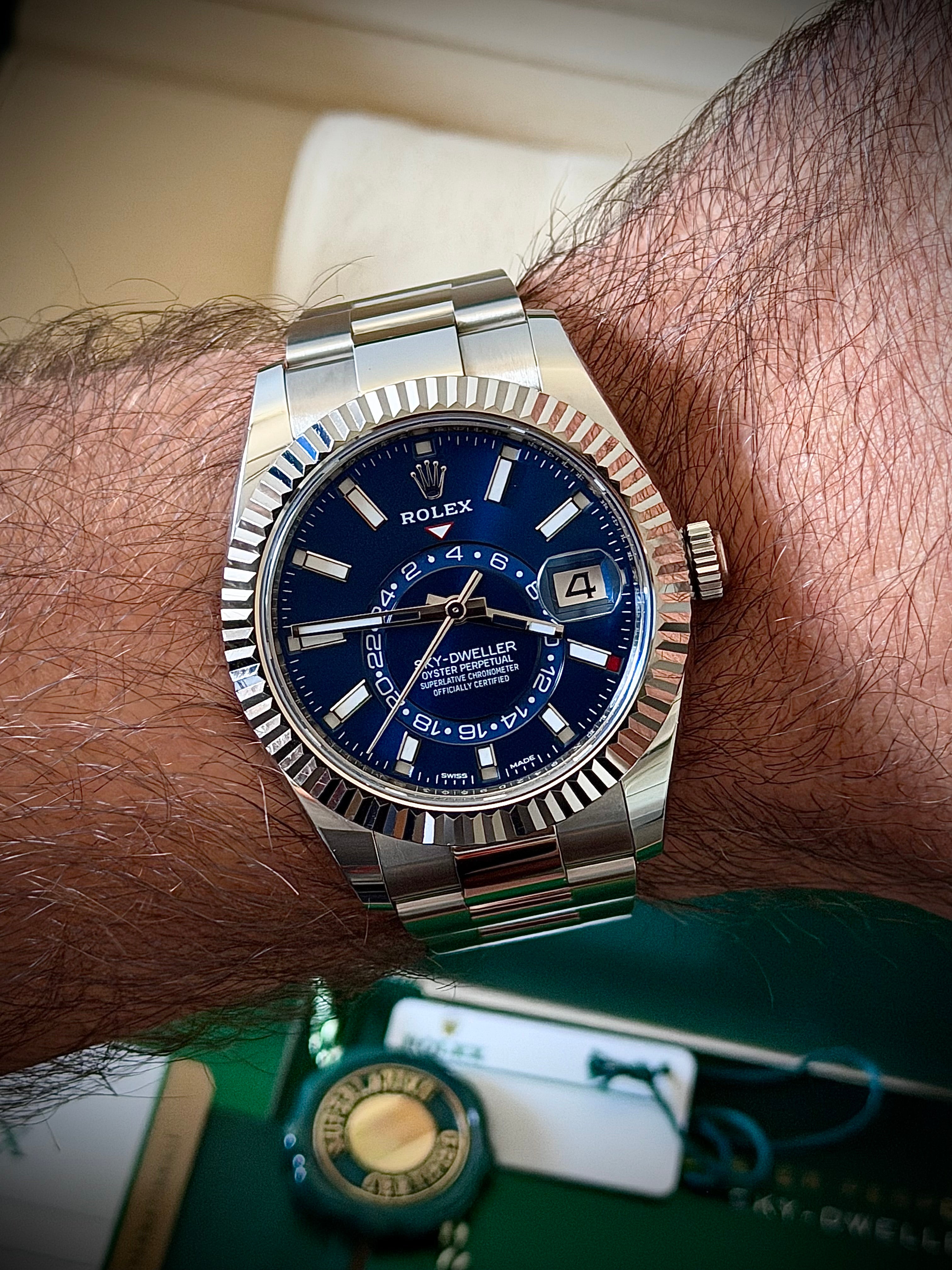 2018 ROLEX SKY DWELLER, BLUE DIAL, OYSTER, 326934, FULL SET, INC GST