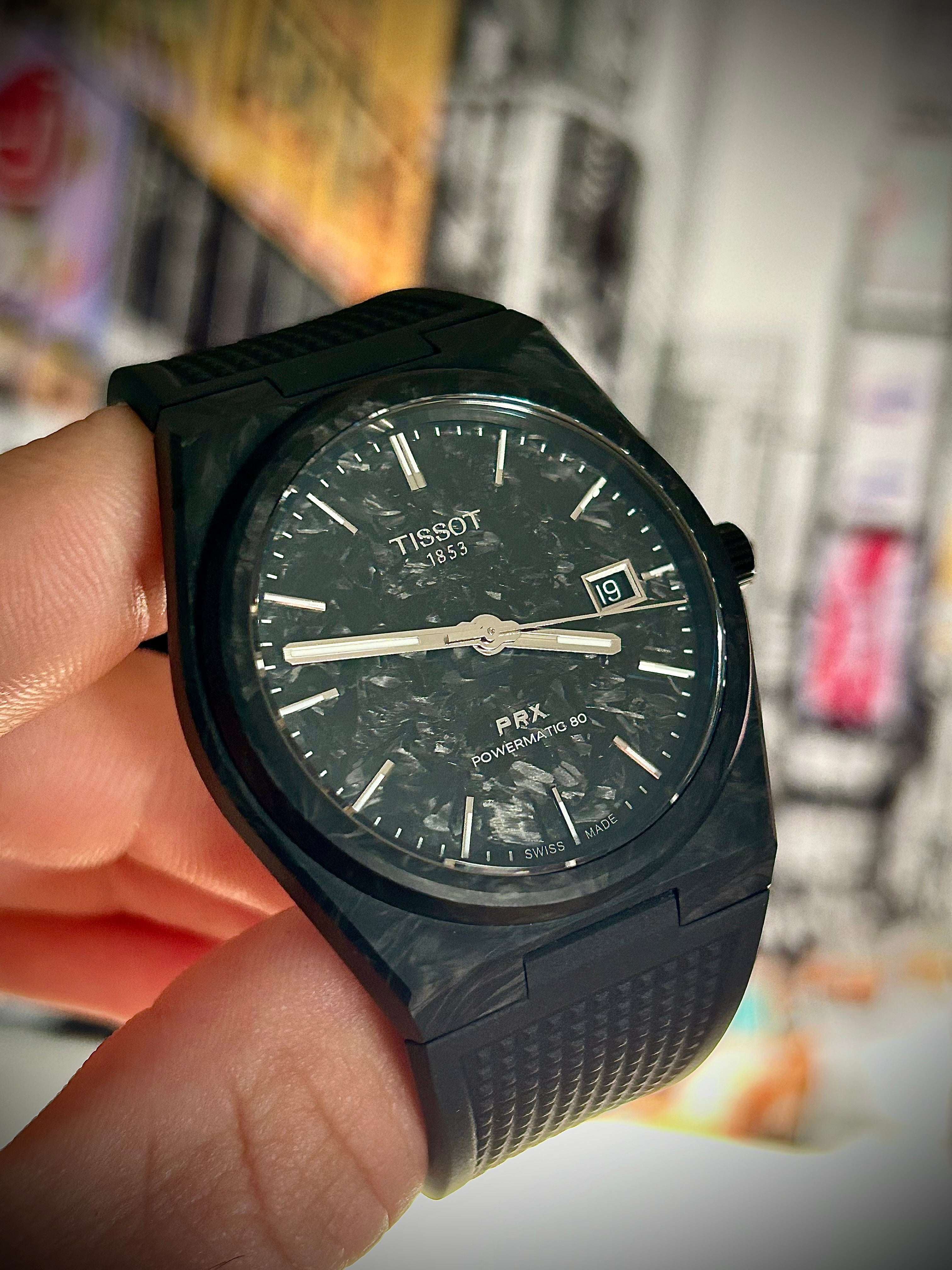 2025 TISSOT PRX POWERMATIC 80 40MM CARBON, FULL SET, INC GST