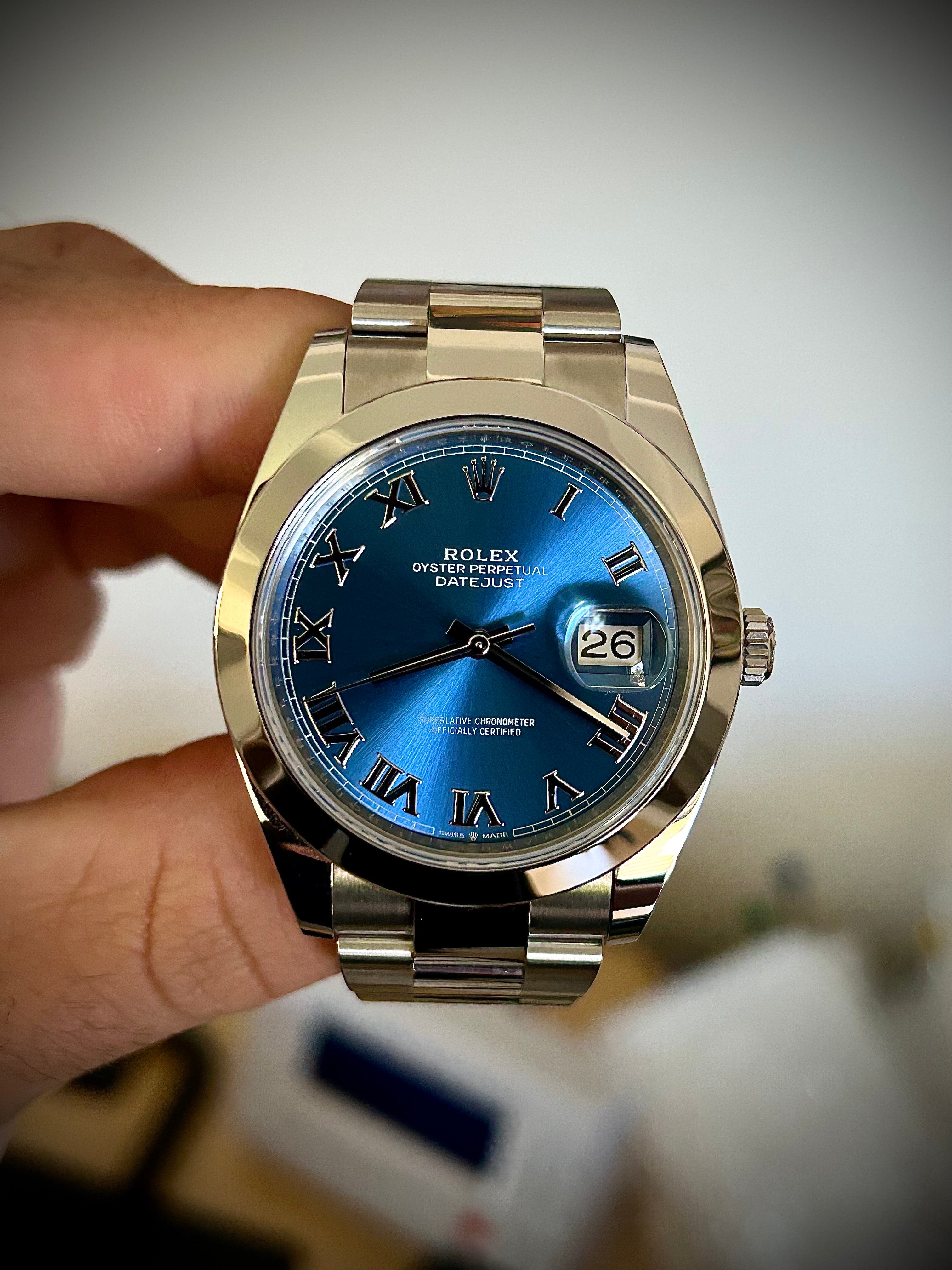 2025 ROLEX DATEJUST 41, 126300, AZZURO, FULL SET, INC GST