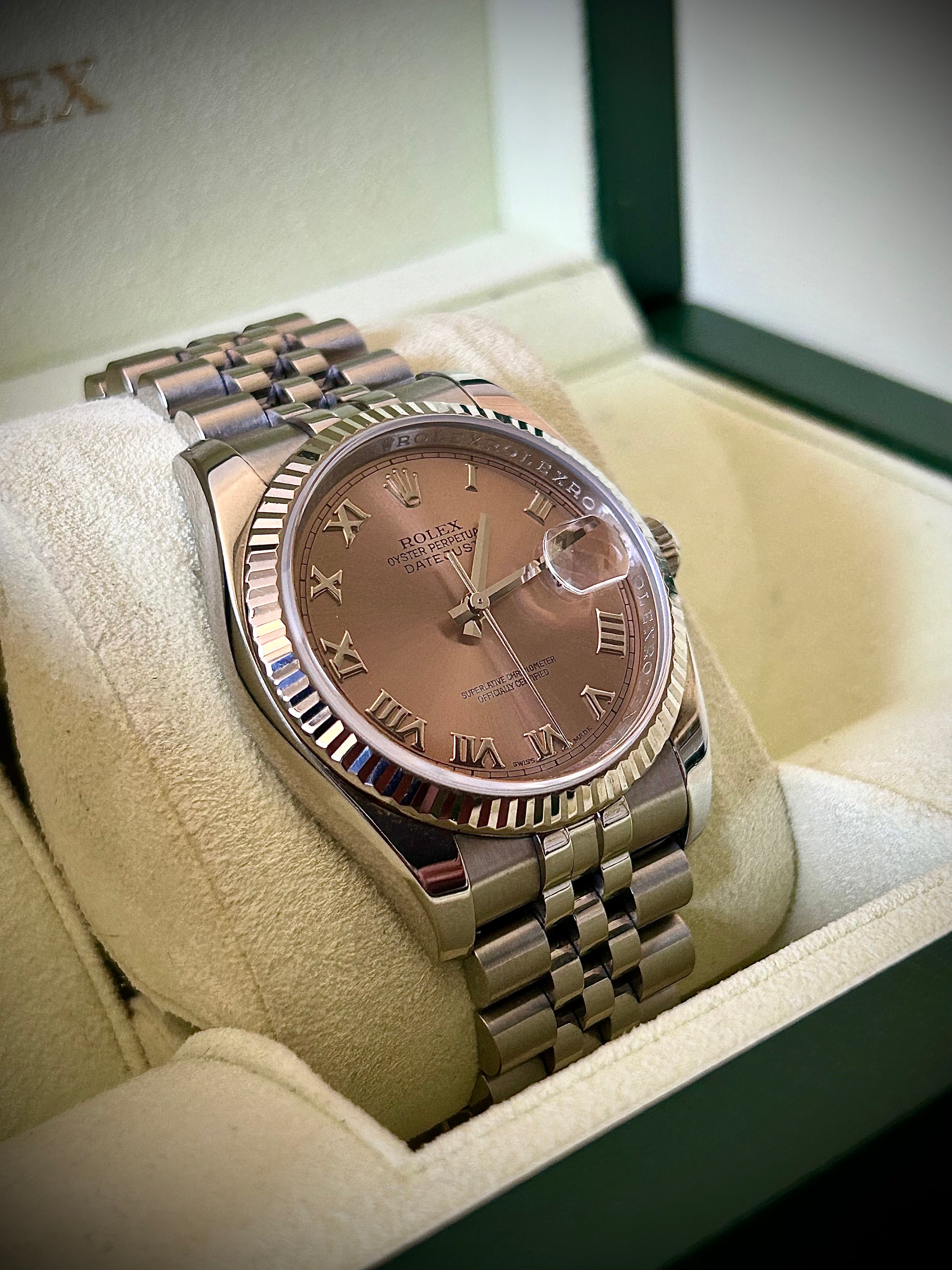 2011 ROLEX DATEJUST 36, 116234, SALMON DIAL, FULL SET, INC GST