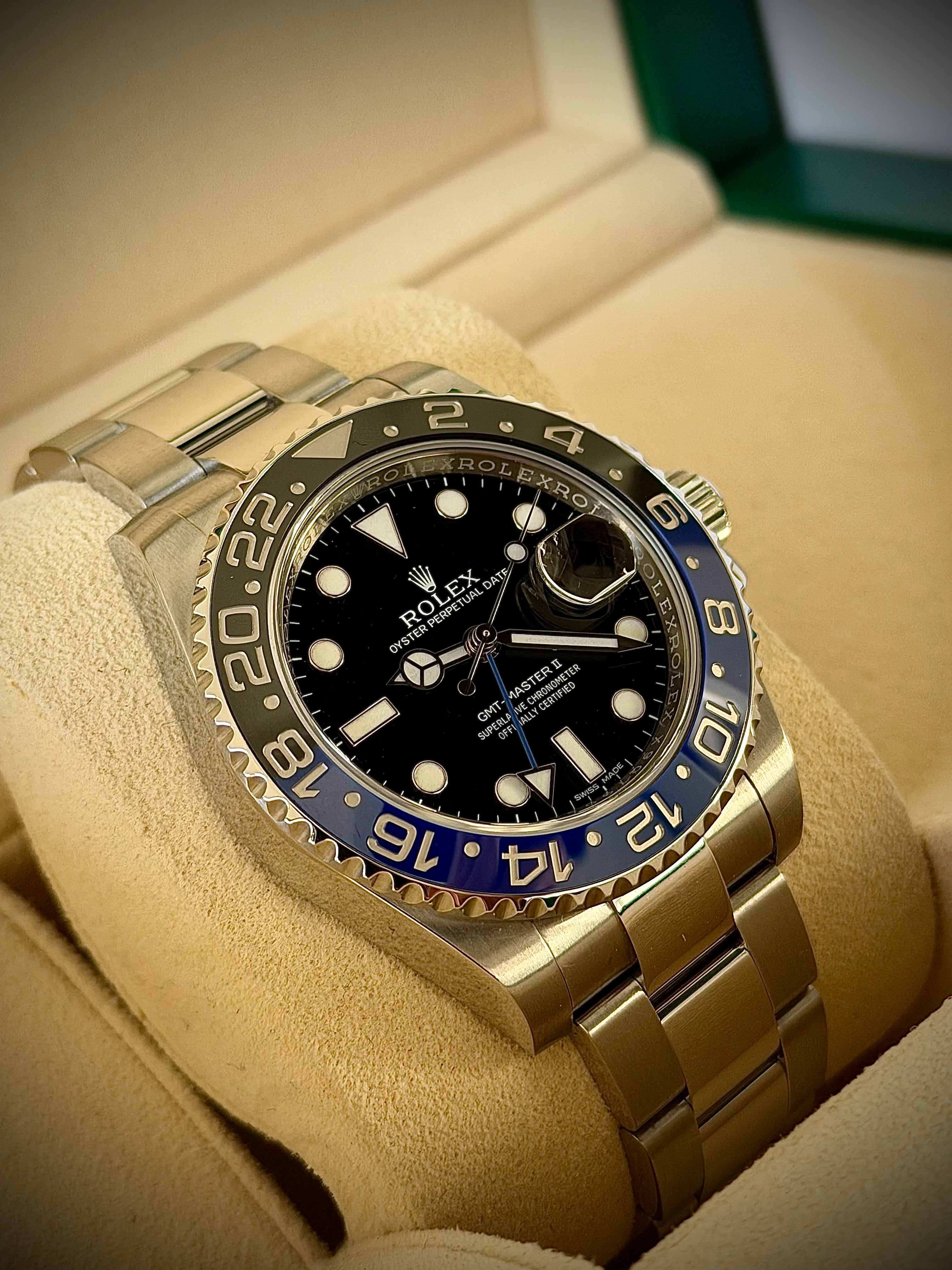 2016 ROLEX GMT MASTER II, BATMAN, 116710BLNR, FULL SET, INC GST