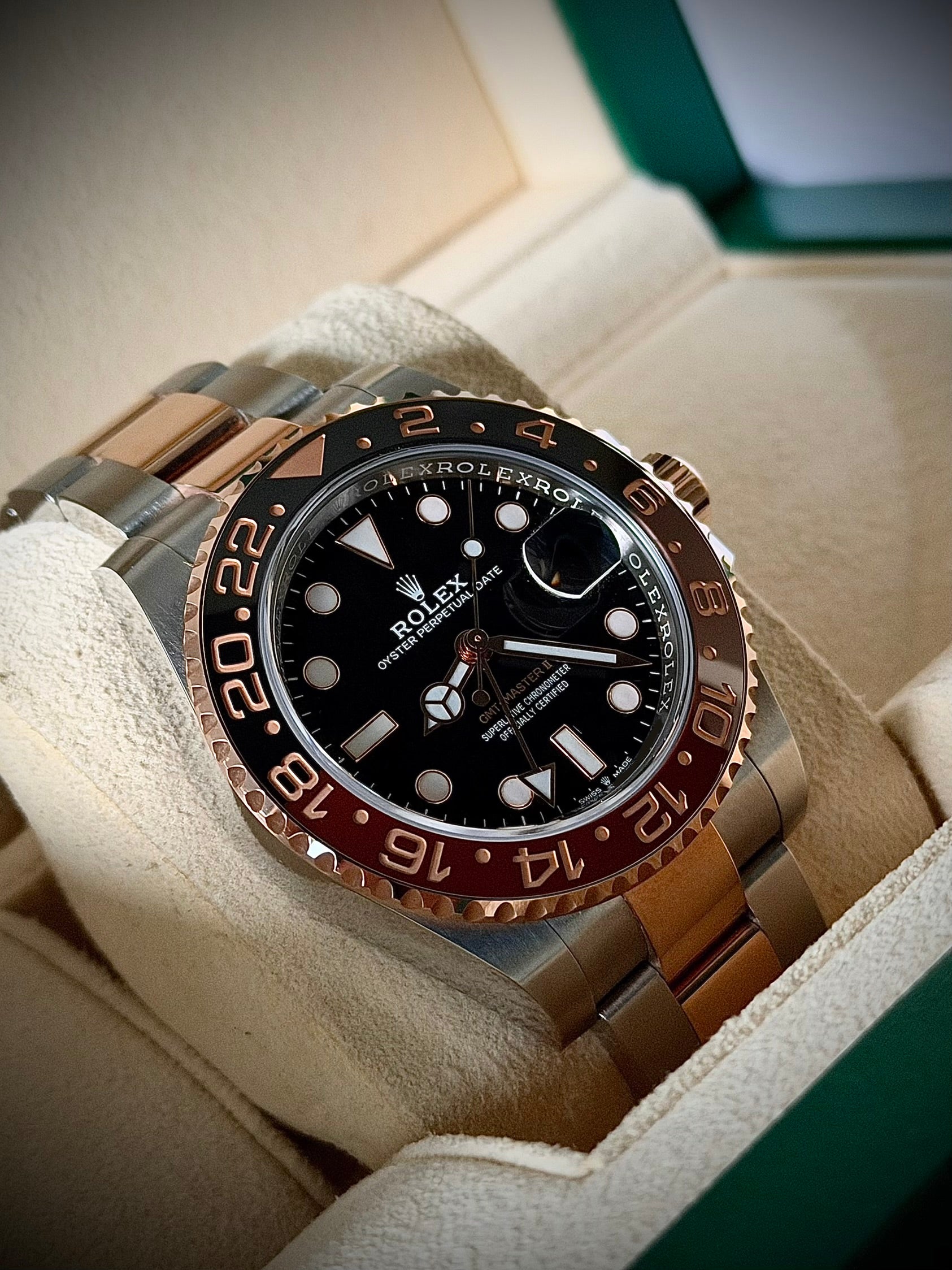 2022 ROLEX GMT MASTER II, ROOTBEER, 126711CHNR, FULL SET, INC GST