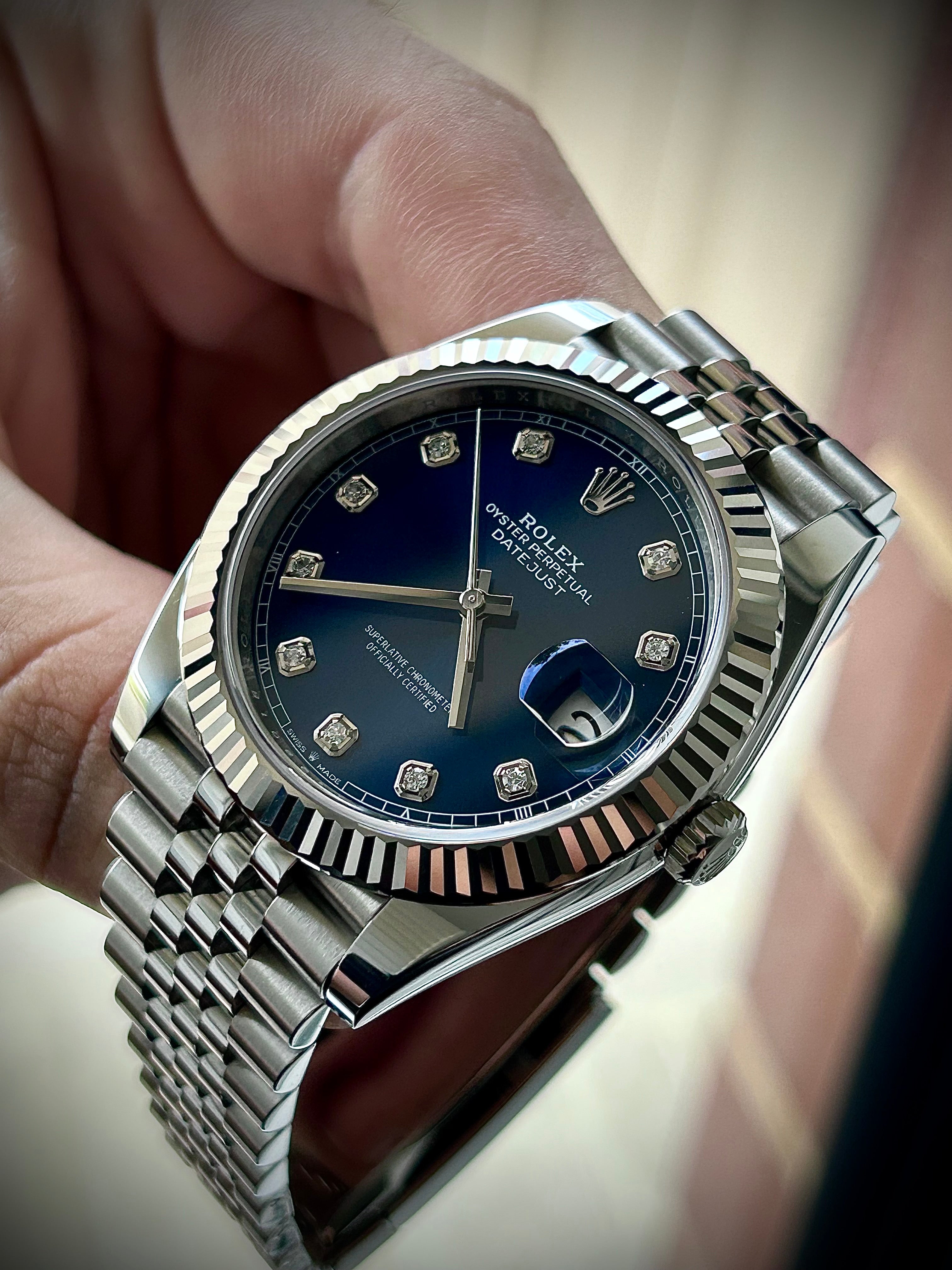 2024 ROLEX DATEJUST 41, BLUE DIAMOND DIAL, 126334, FULL SET, INC GST