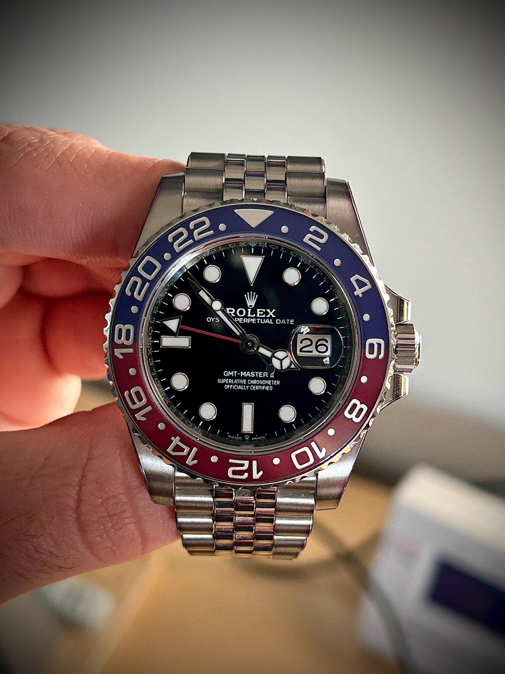 2023 ROLEX GMT MASTER II, PEPSI, MINT FULLY STICKERED 126710BLRO, FULL SET, INC GST