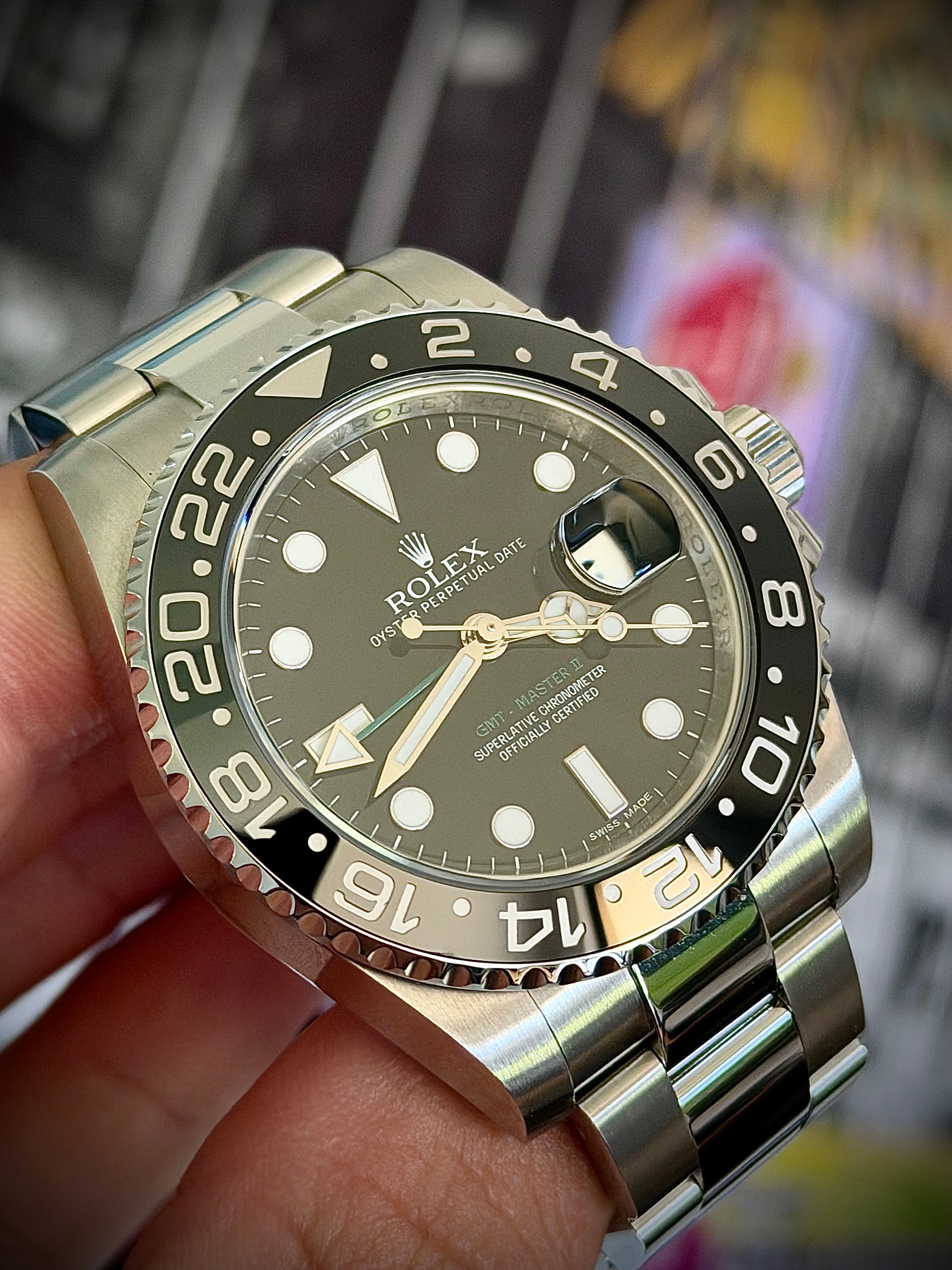 2012 ROLEX GMT-MASTER II, 116710LN, GREEN GMT HAND, FULL SET, INC GST