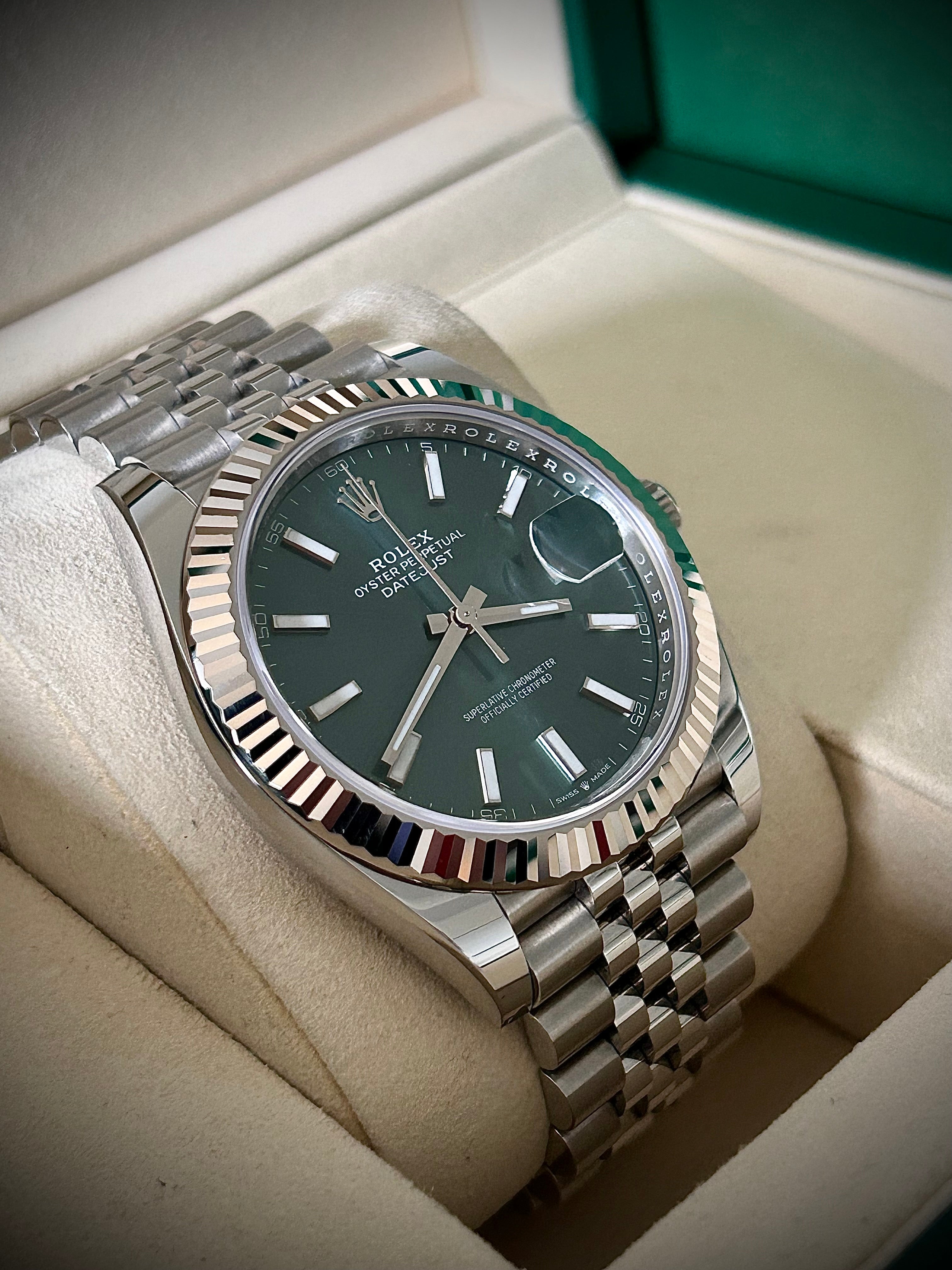 2025 ROLEX DATEJUST 41, MINT GREEN, 126334, FULL SET, INC GST